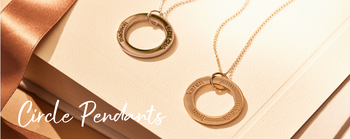 the one meryl streep wore! the circle pendant necklace is a classic. can hold up to 5 names and be engraved front and back.