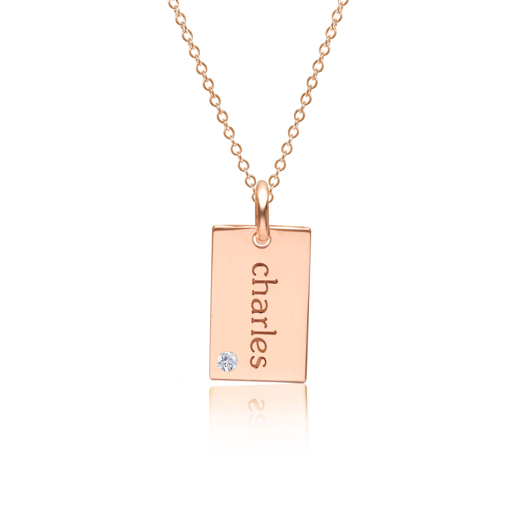 Mini Dog Tag Necklace with Birthstone