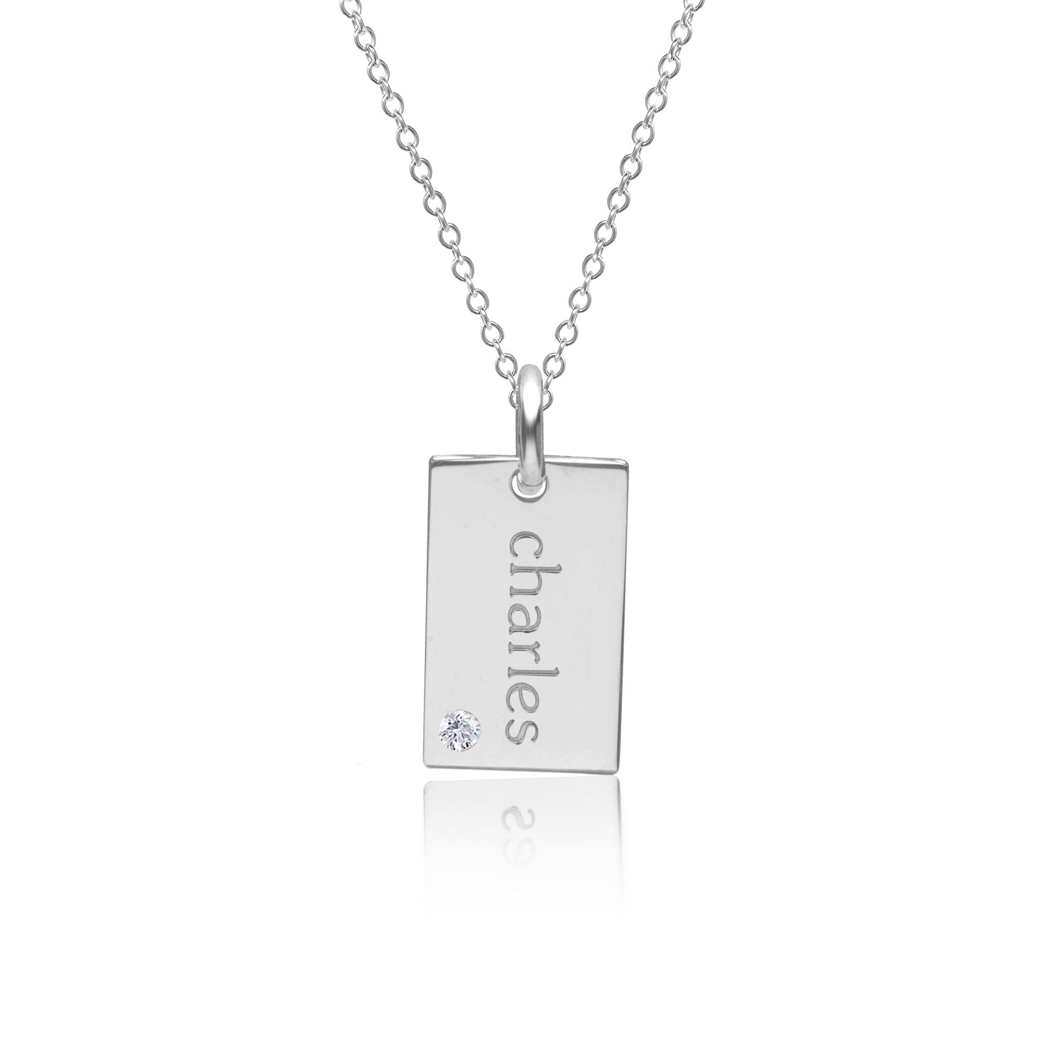 Mini Dog Tag Necklace with Birthstone