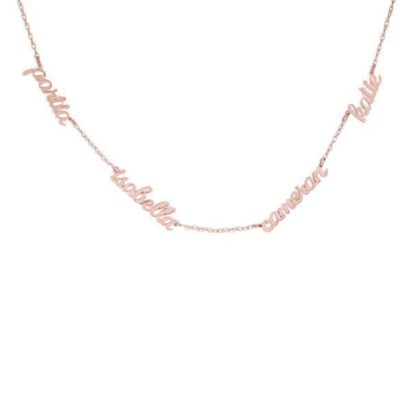 Script Nameplate Necklace - 4 Names