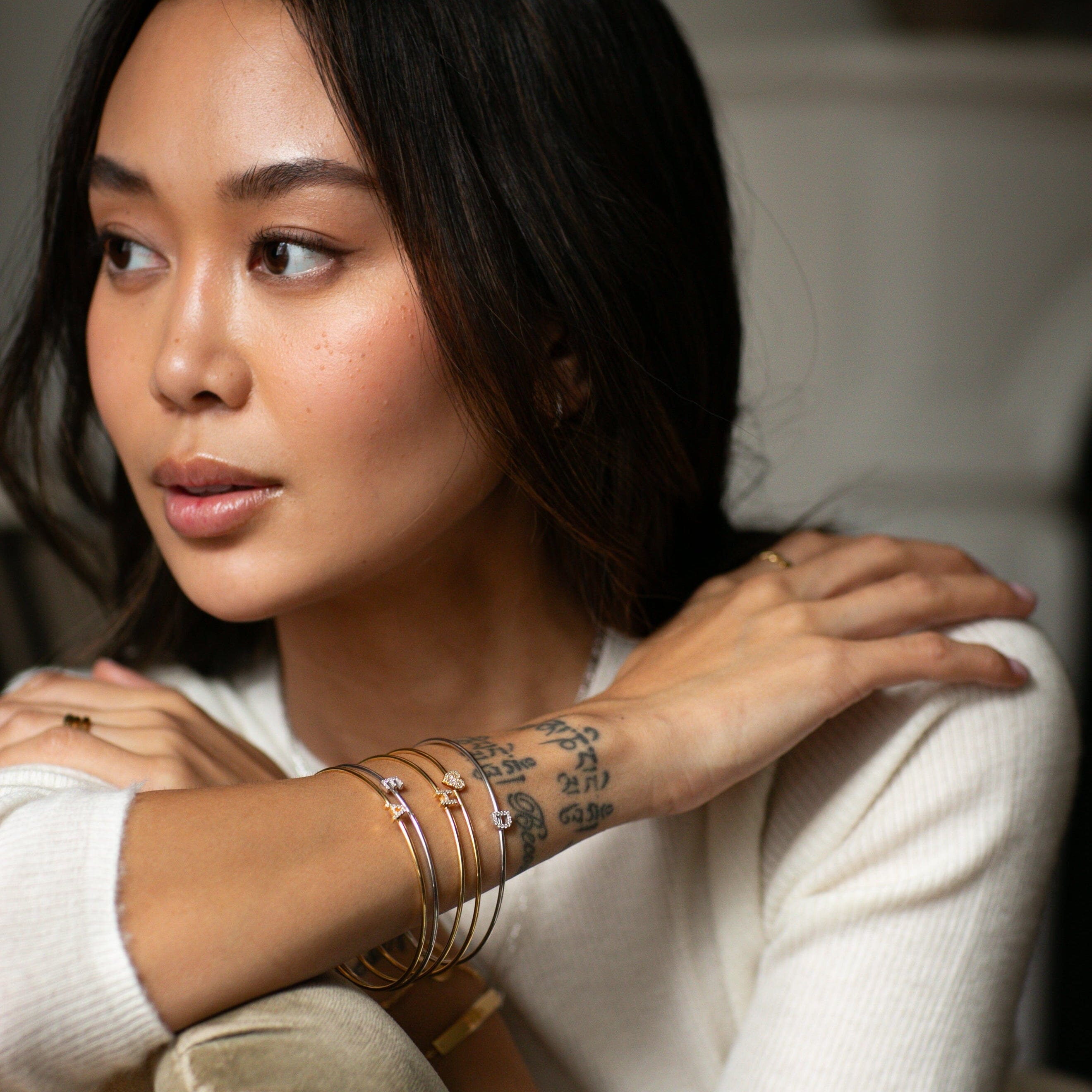 Pavé Initial Bangle