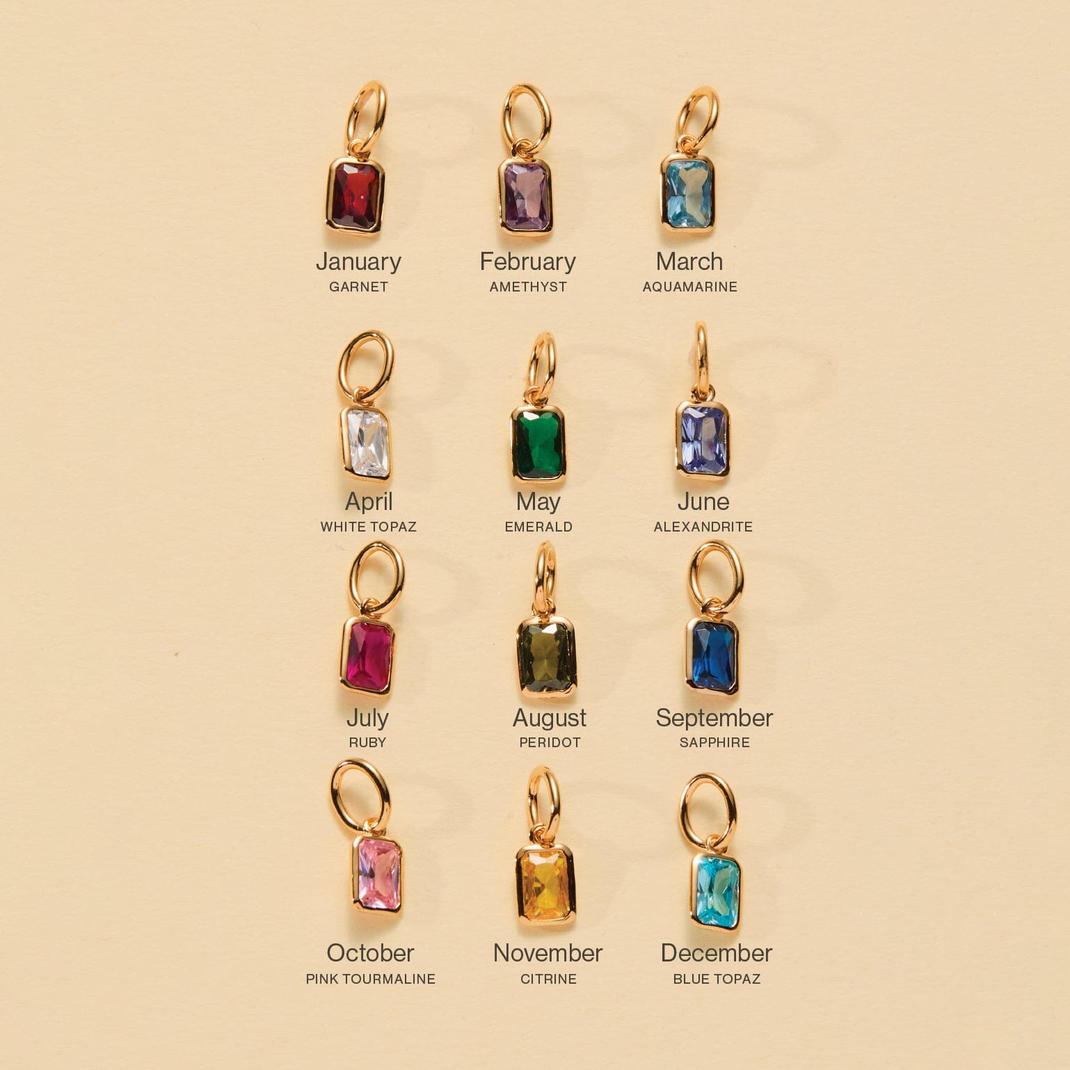 Baguette Birthstone Charm