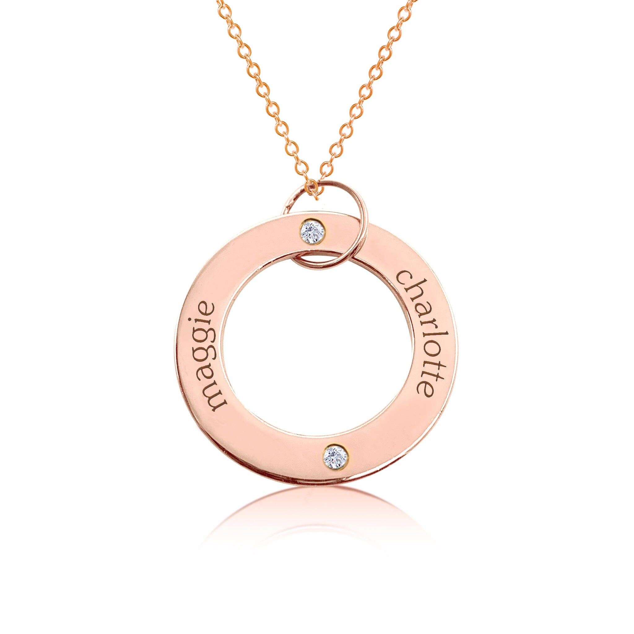 Circle Pendant Necklace with Birthstones
