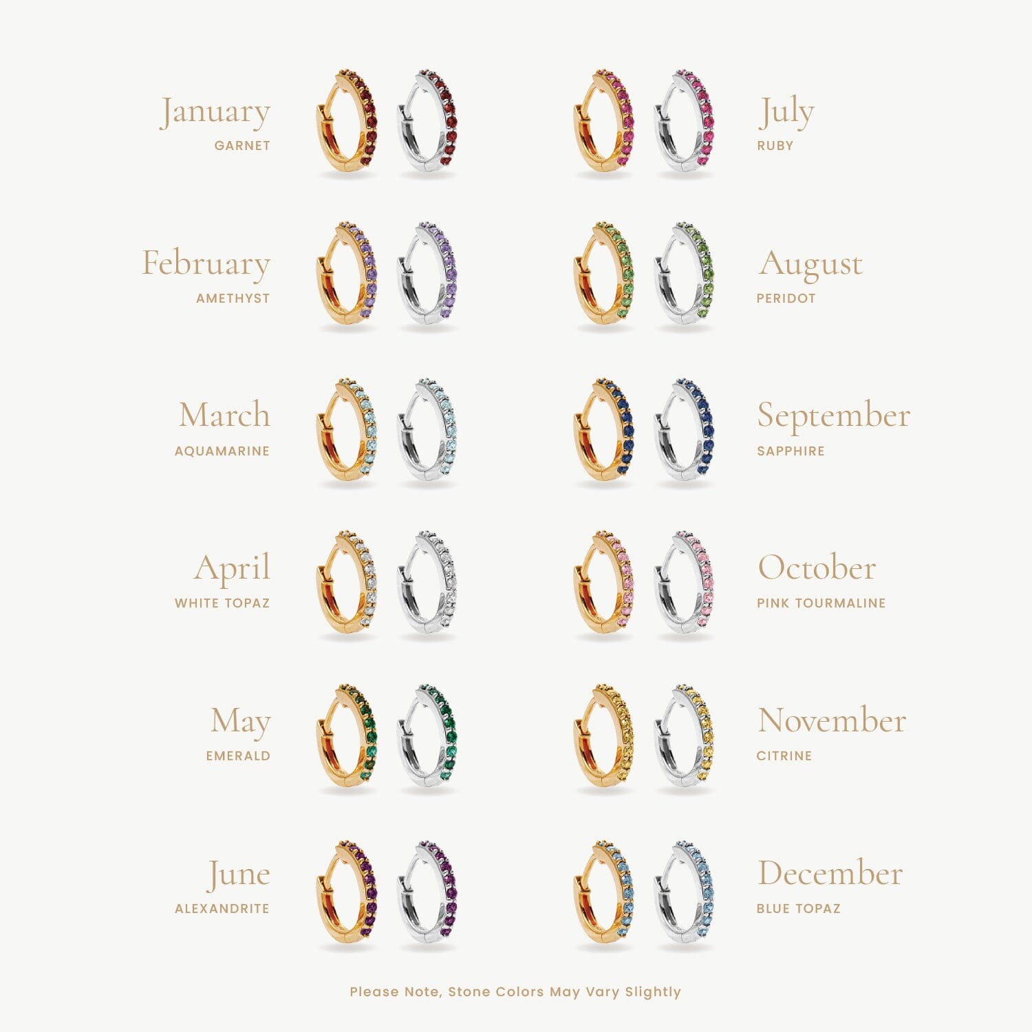 Birthstone Huggie Earrings