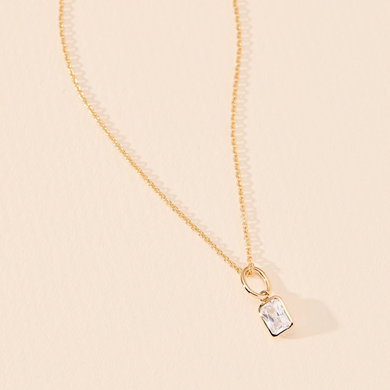 Baguette Birthstone Charm Necklace