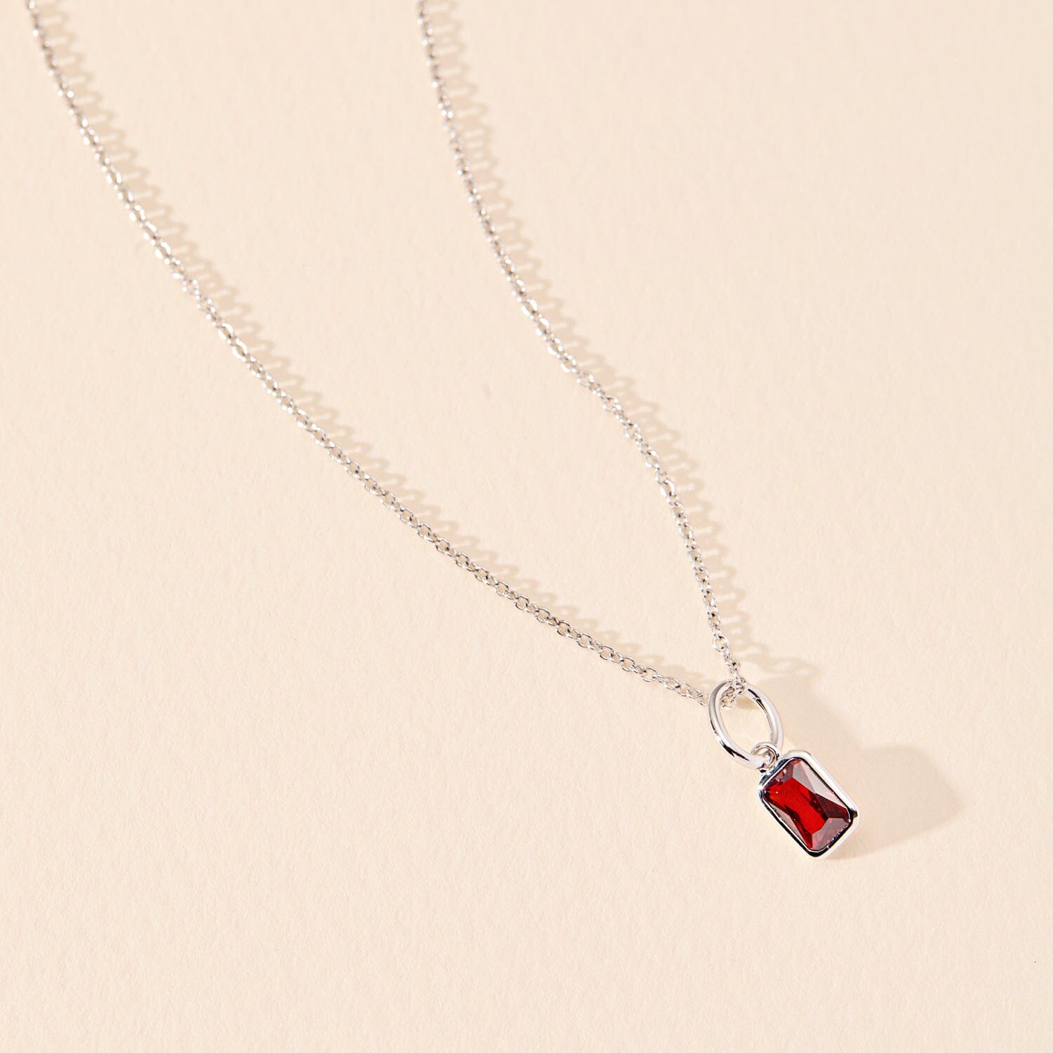 Baguette Birthstone Charm Necklace