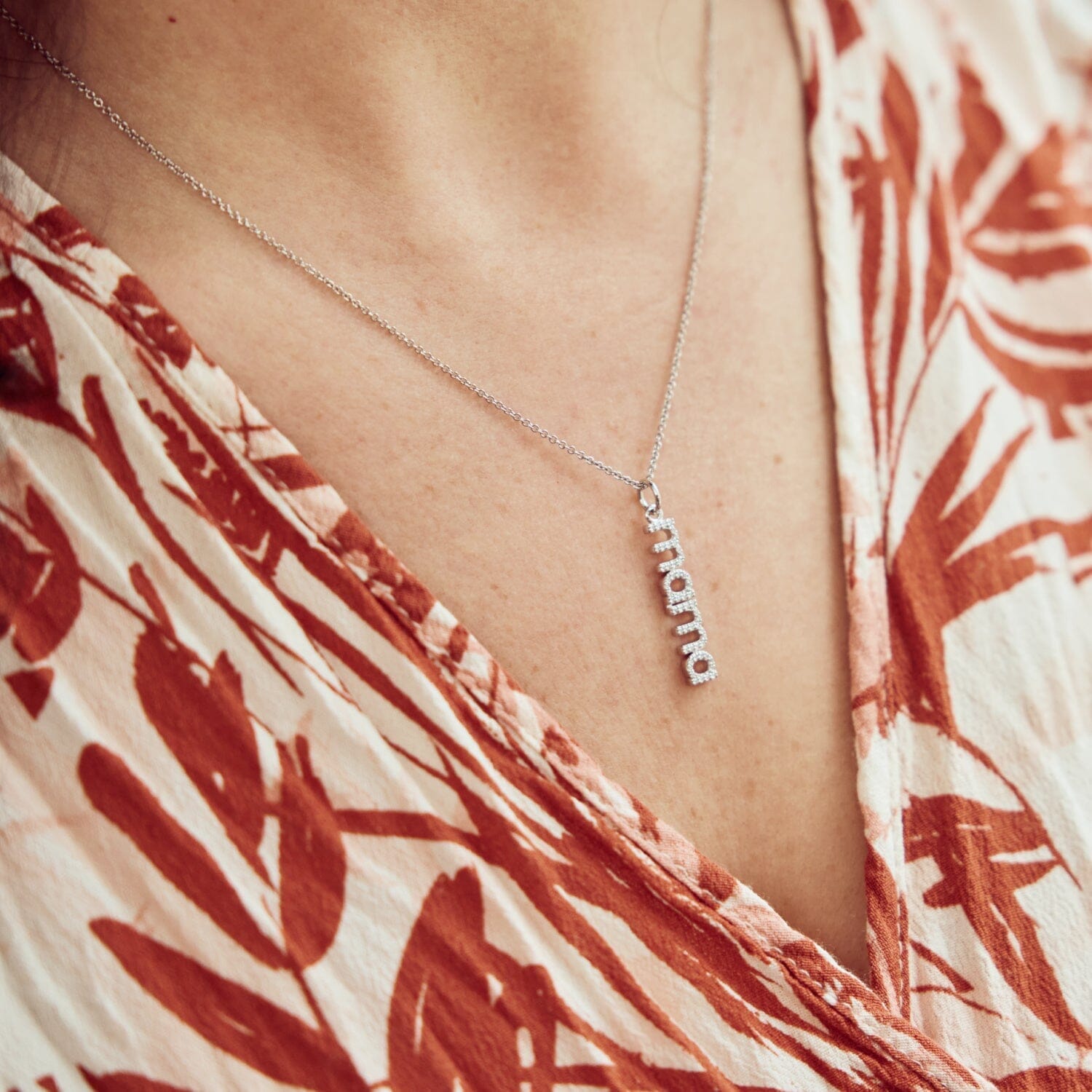Pavé Vertical Mama Necklace