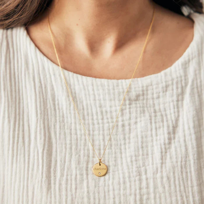 Circle Tag Necklace with Birthstone
