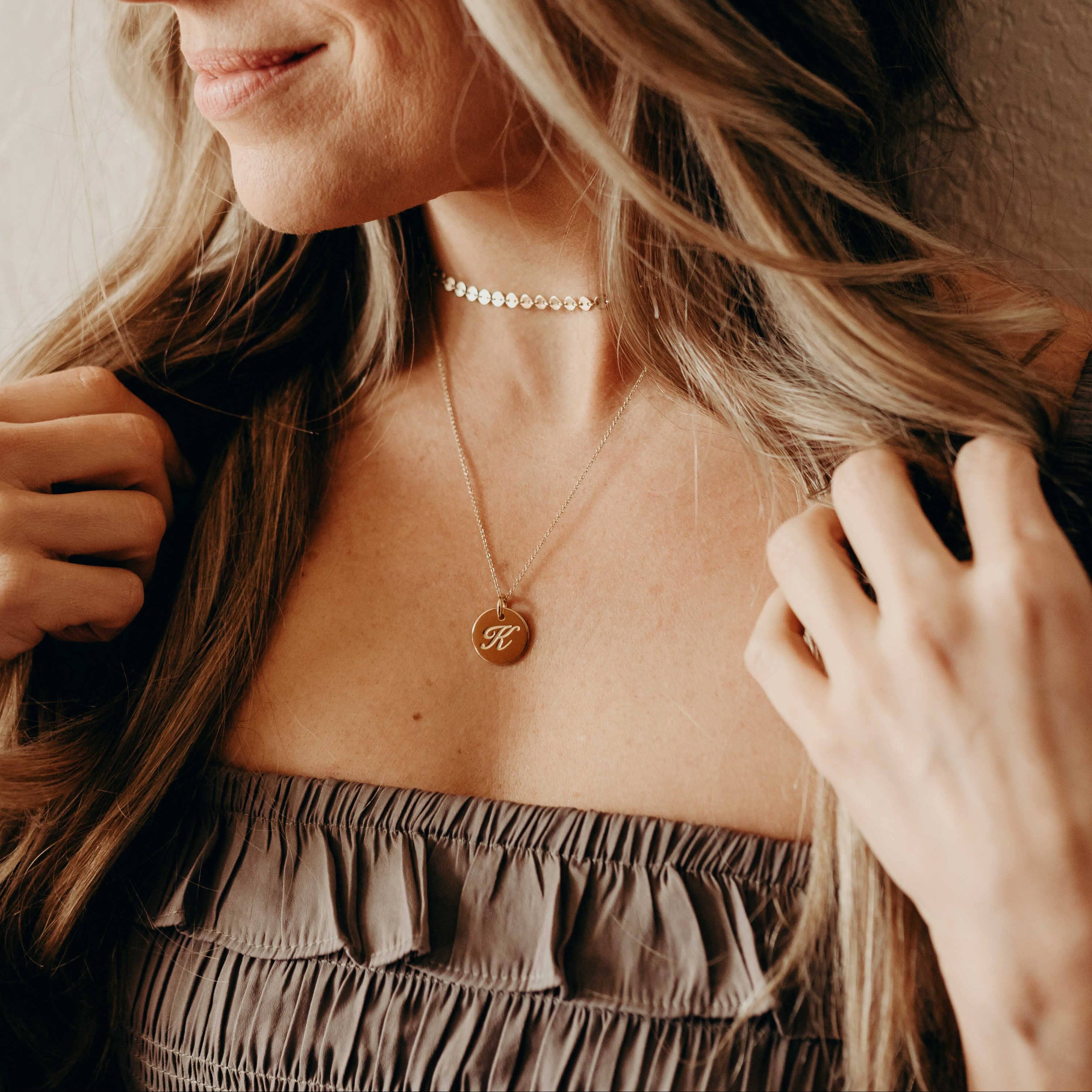 Script Initial Circle Necklace