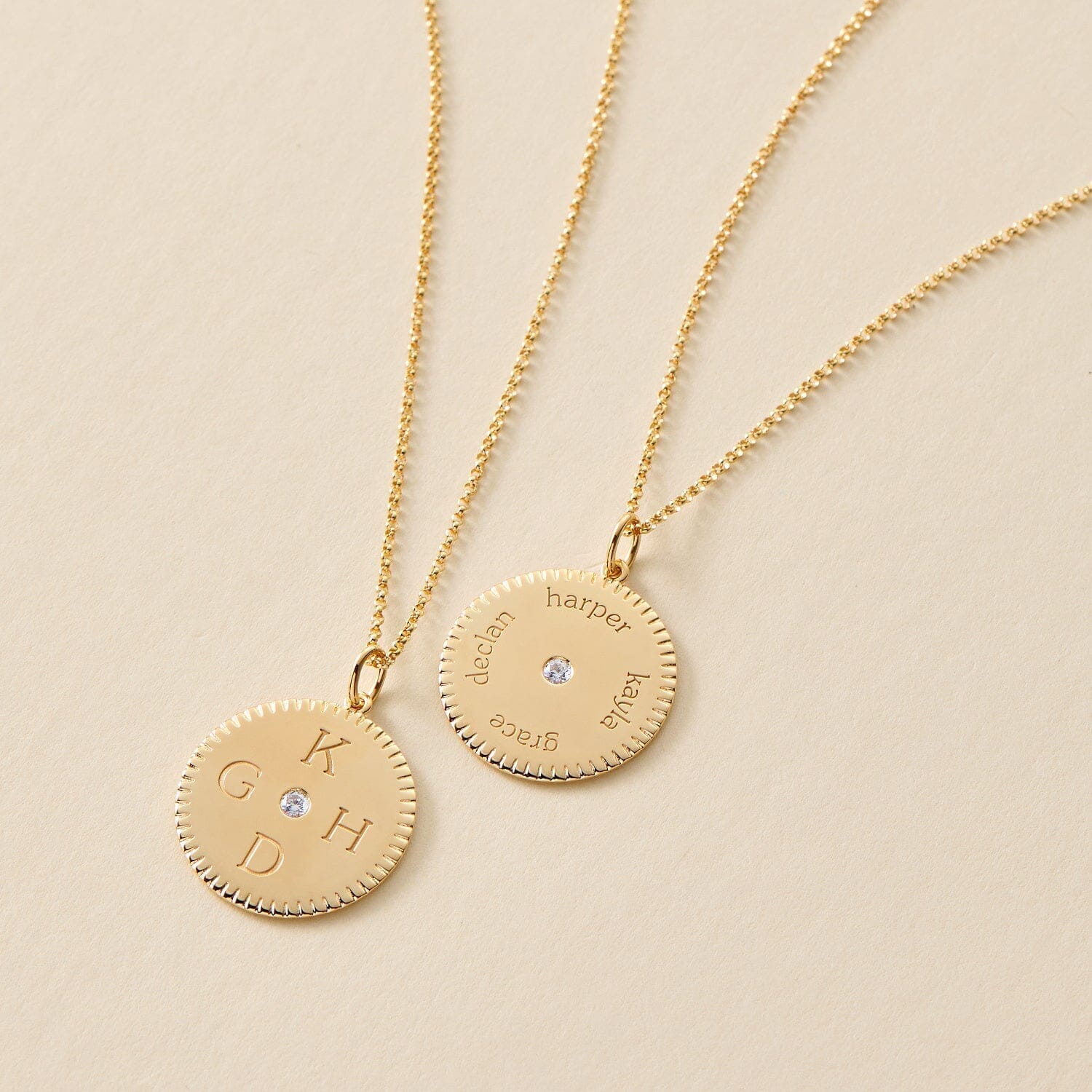 Notched Initial Pendant Necklace