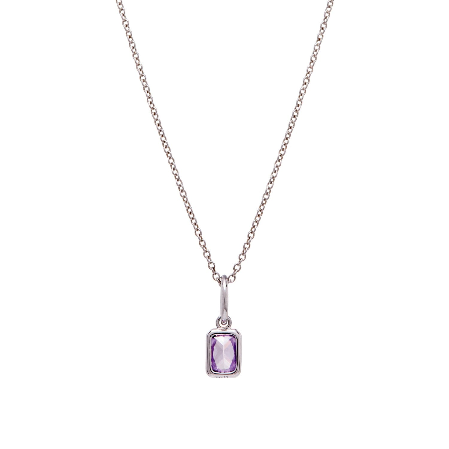 Baguette Birthstone Charm Necklace