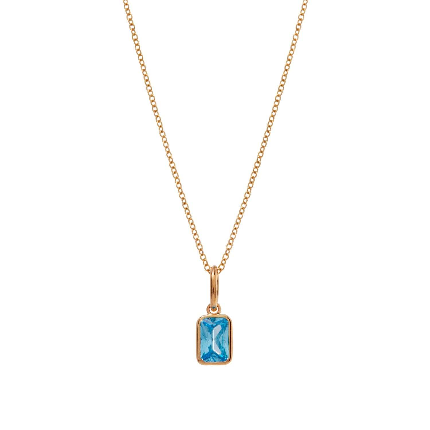Baguette Birthstone Charm Necklace