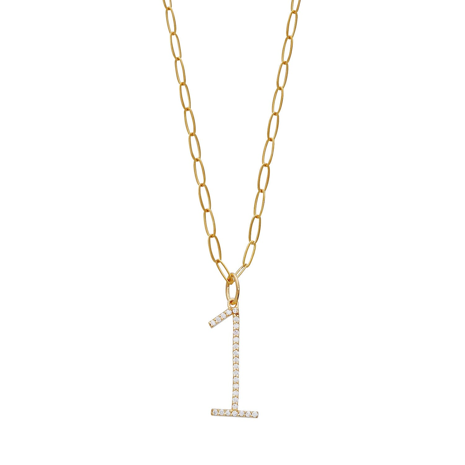 Pavé Elongated Number Necklace
