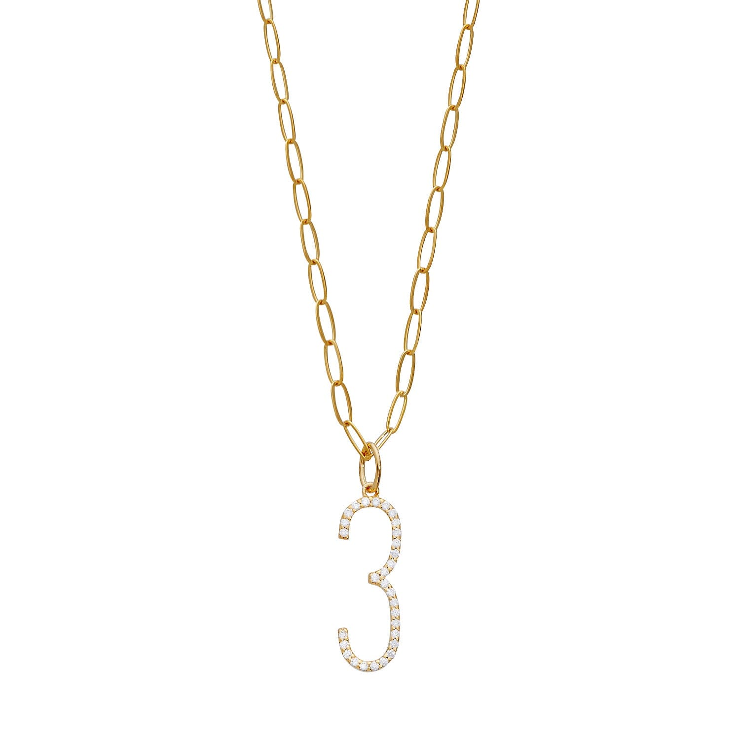 Pavé Elongated Number Necklace