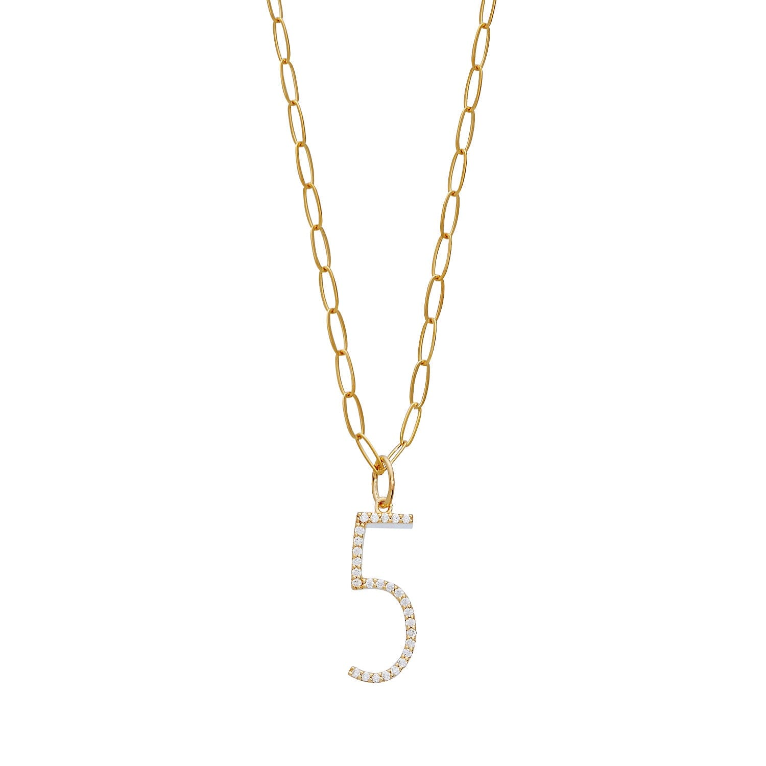 Pavé Elongated Number Necklace
