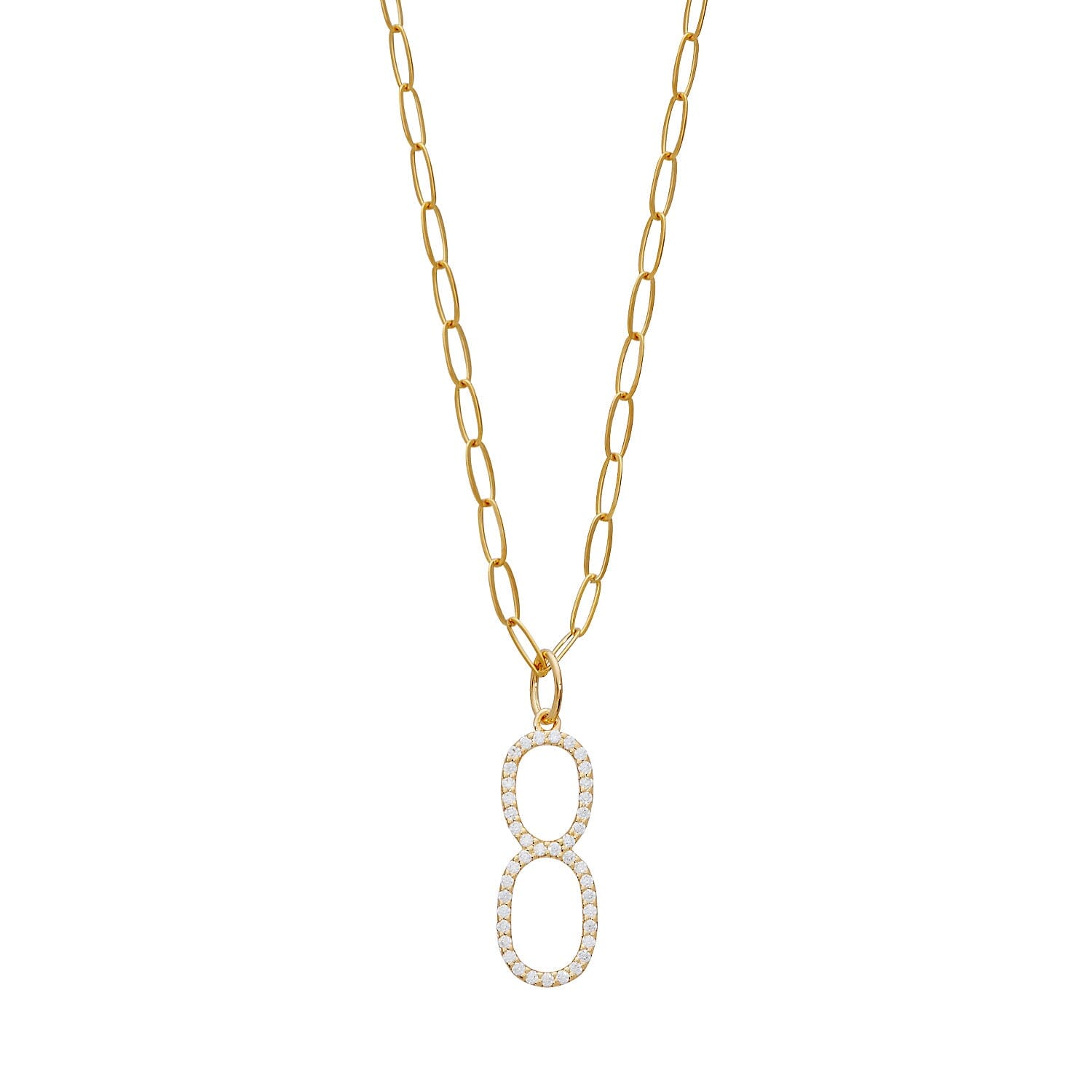 Pavé Elongated Number Necklace