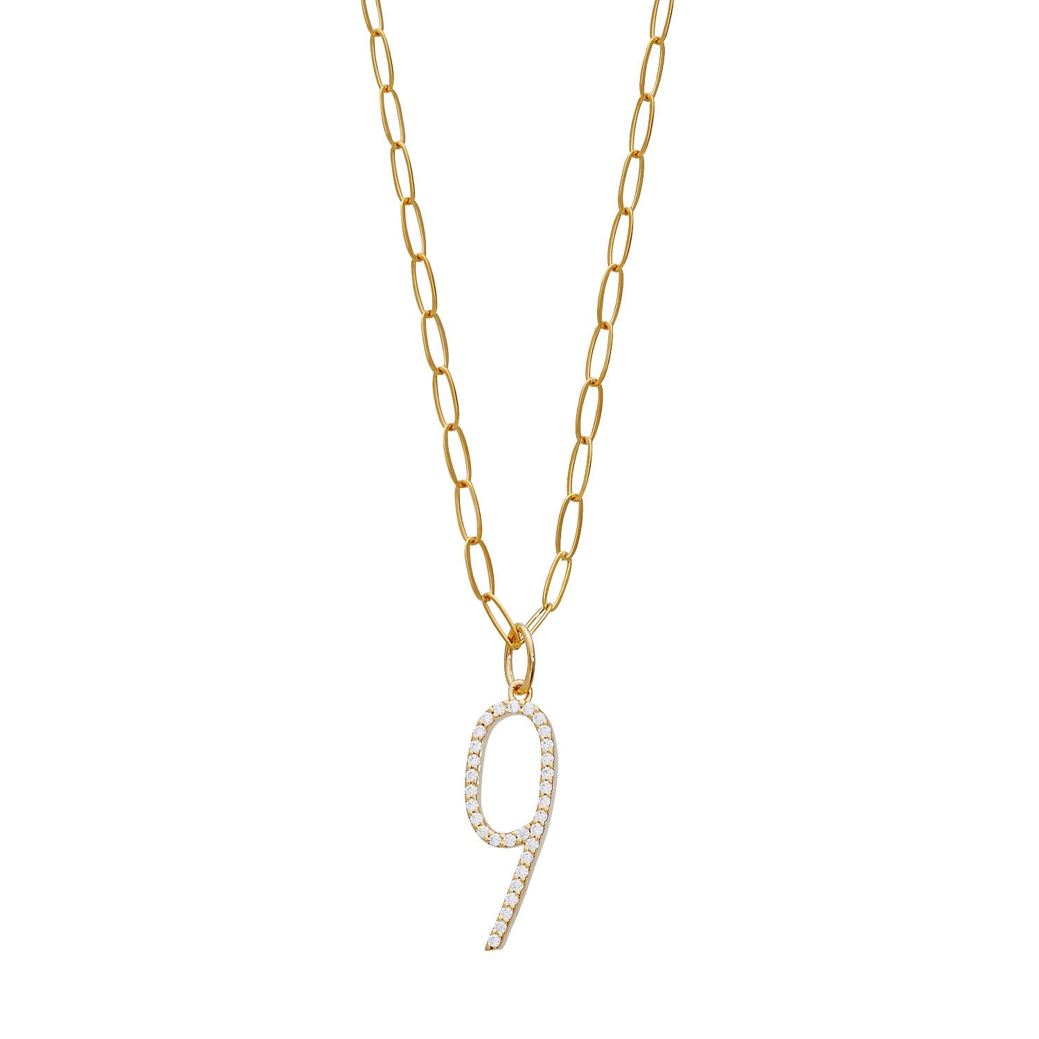 Pavé Elongated Number Necklace