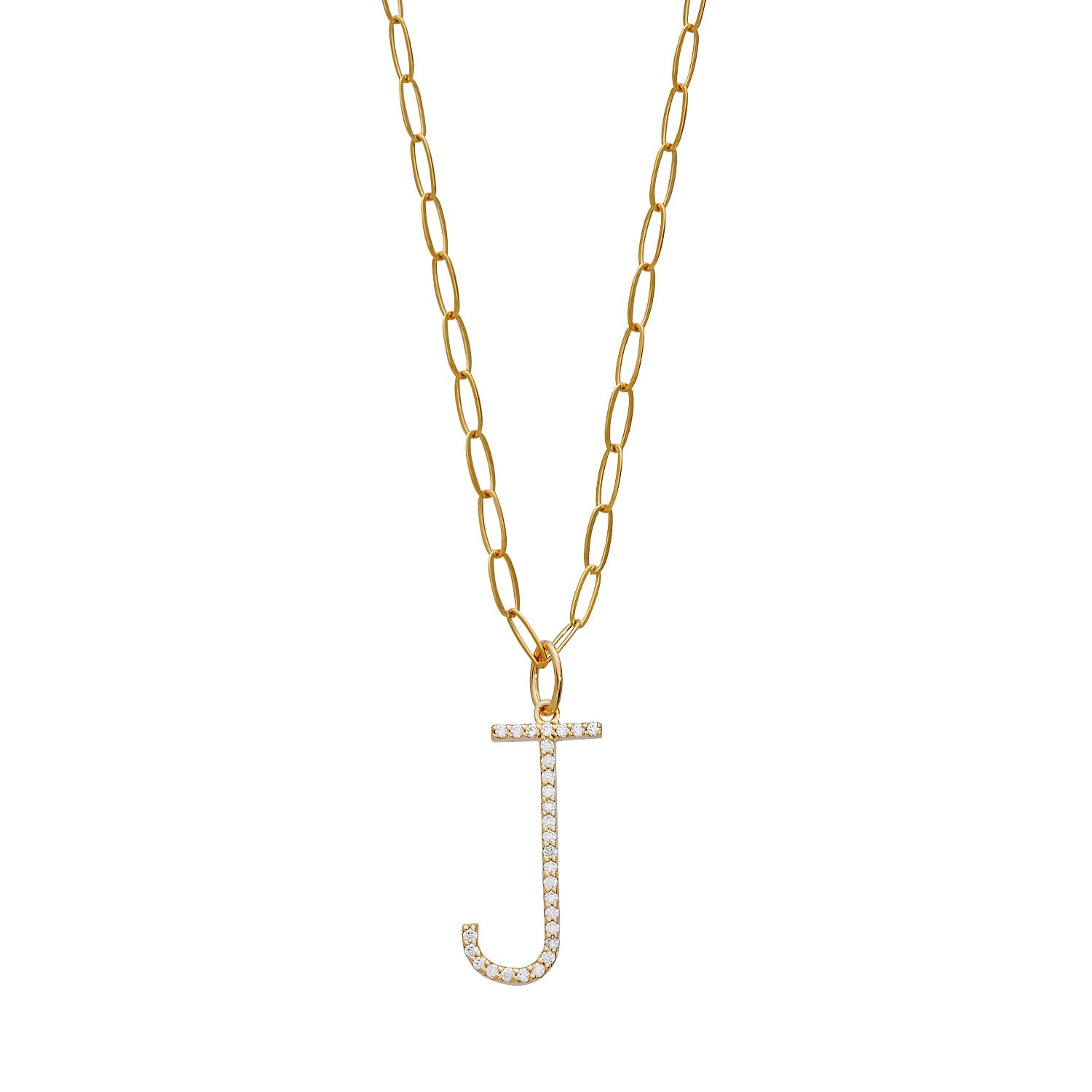 Pavé Elongated Initial Necklace