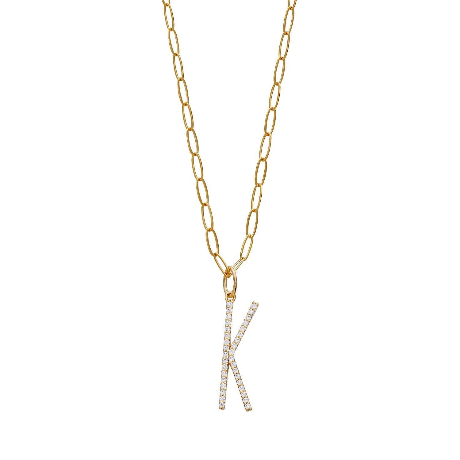 Pavé Elongated Initial Necklace