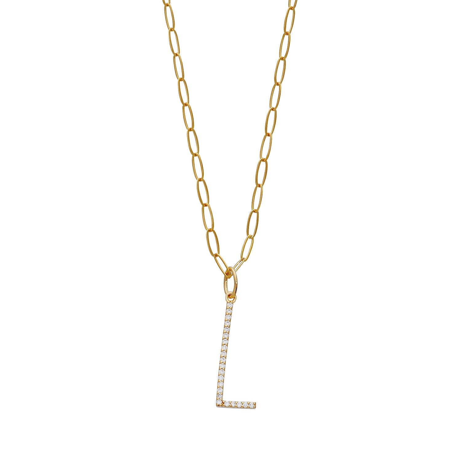 Pavé Elongated Initial Necklace