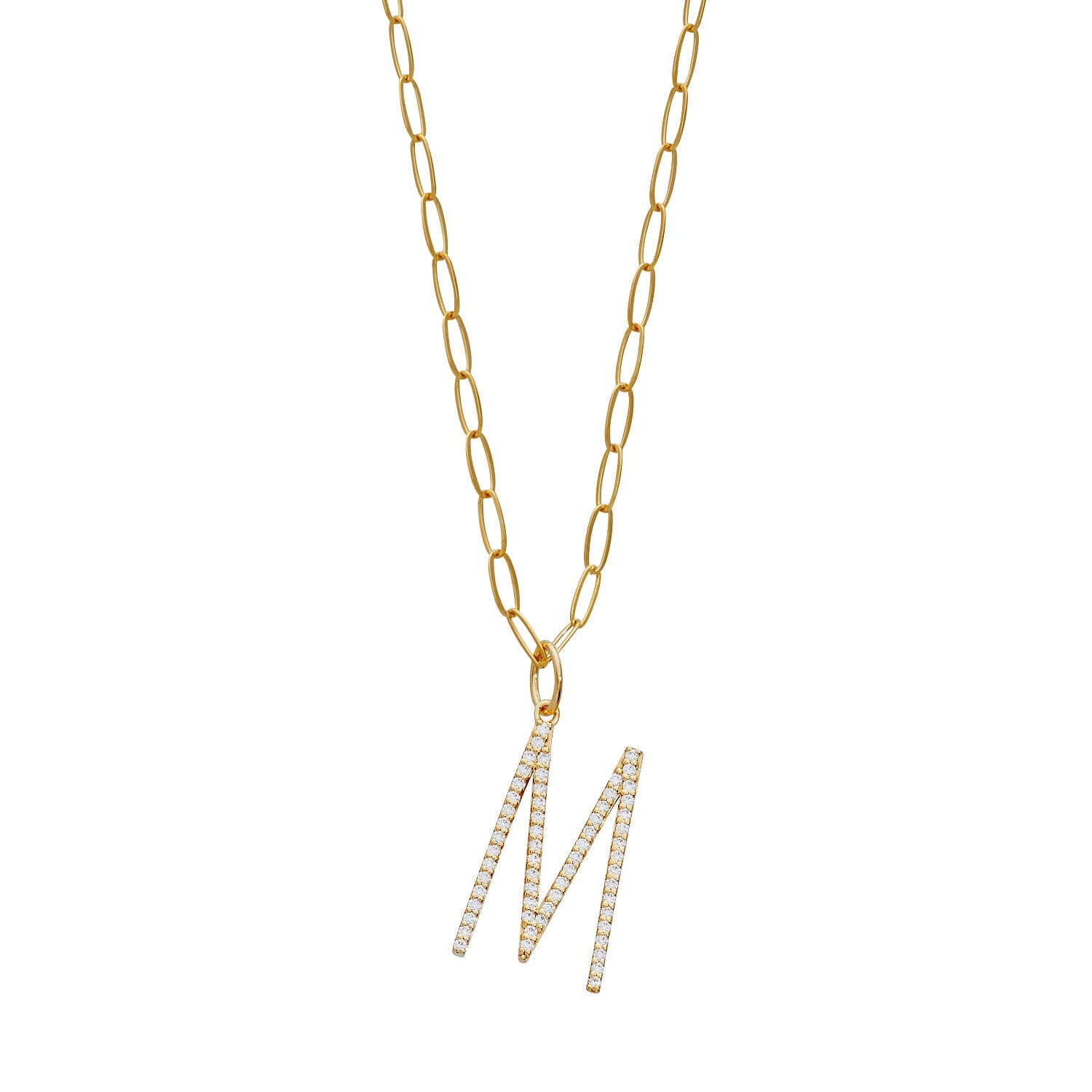 Pavé Elongated Initial Necklace