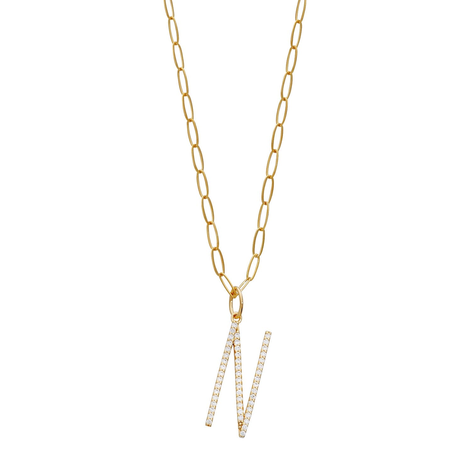 Pavé Elongated Initial Necklace