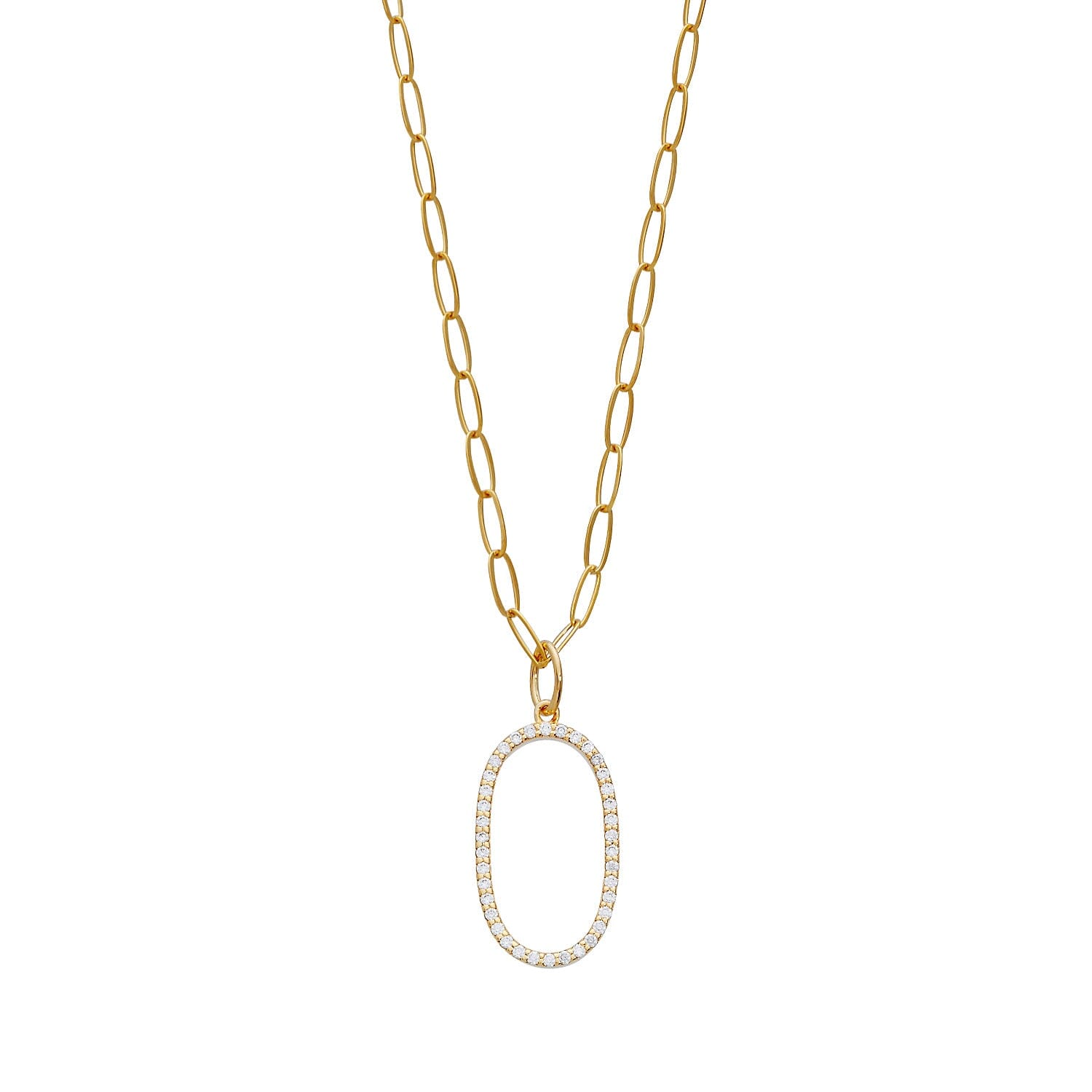 Pavé Elongated Initial Necklace