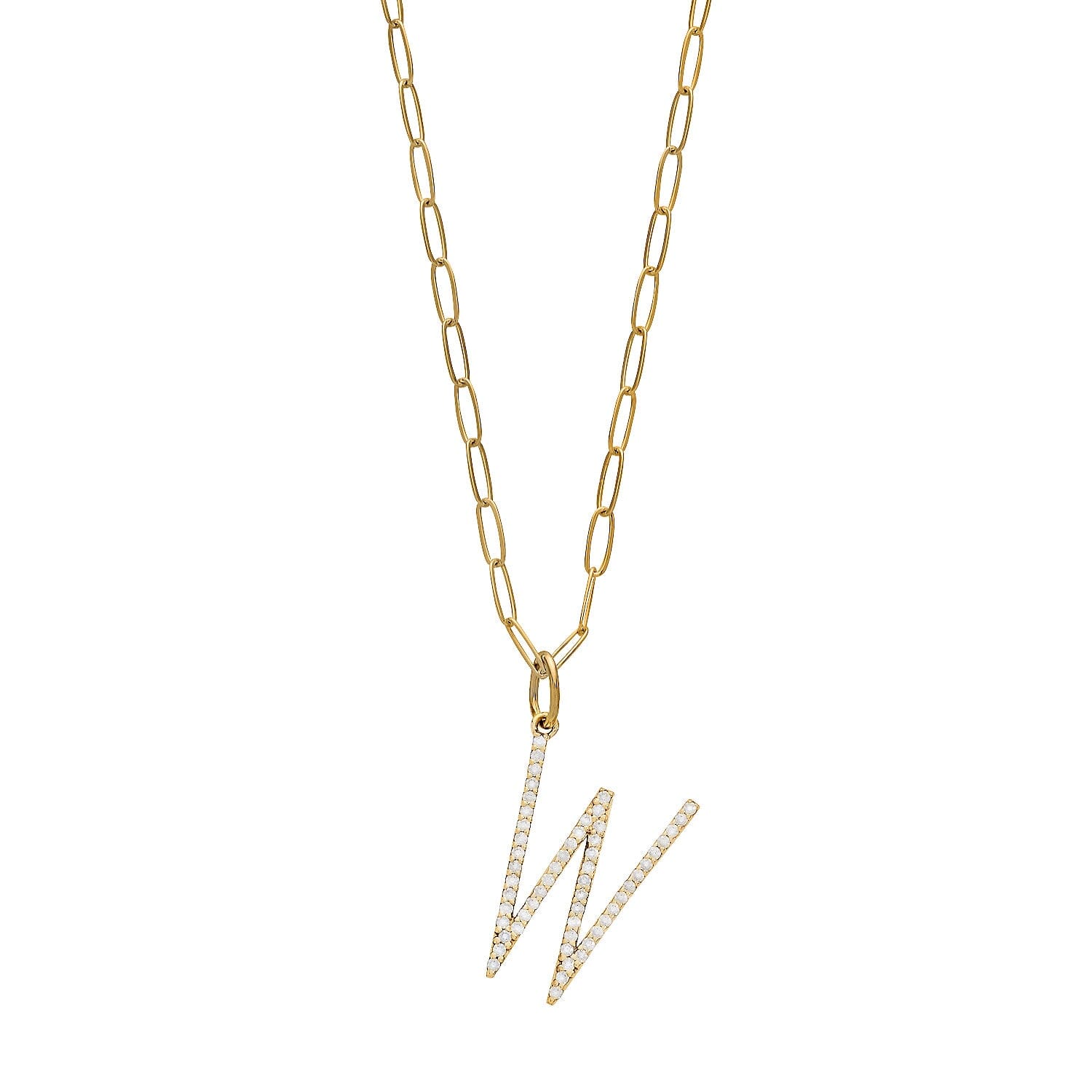 Pavé Elongated Initial Necklace