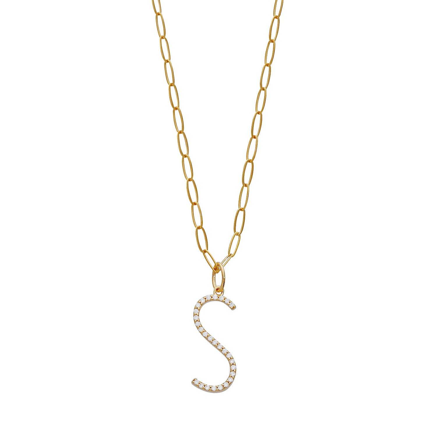 Pavé Elongated Initial Necklace