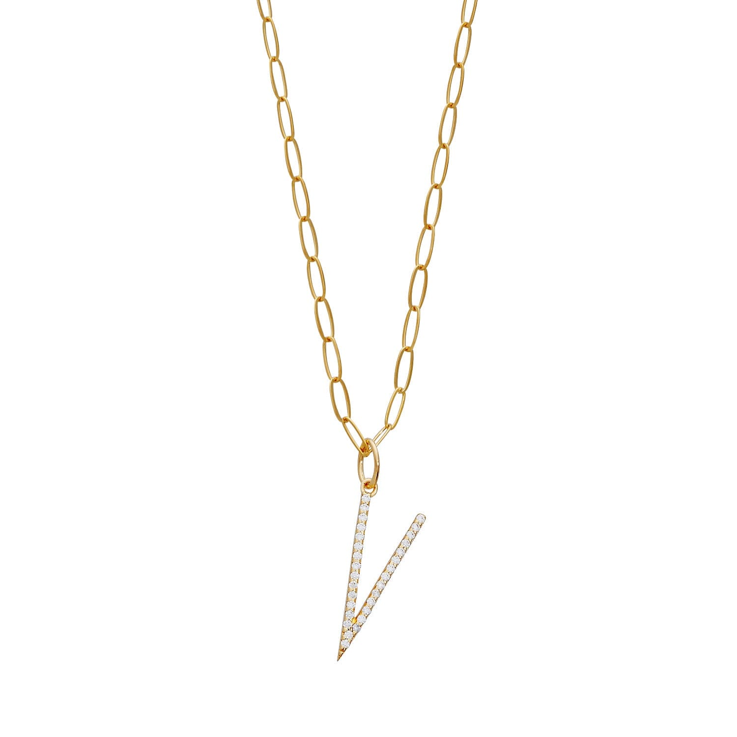 Pavé Elongated Initial Necklace