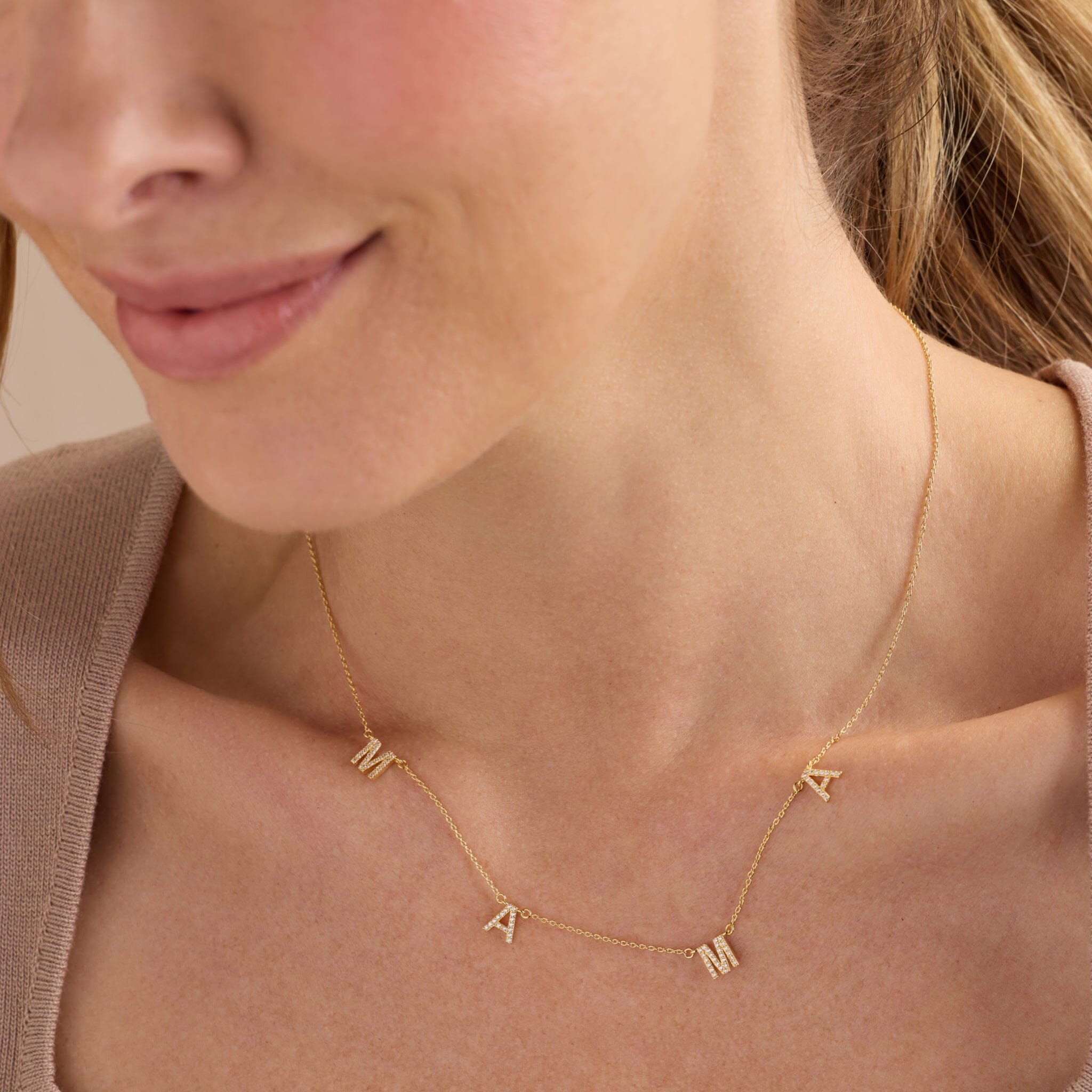 Floating Pavé Mama Necklace