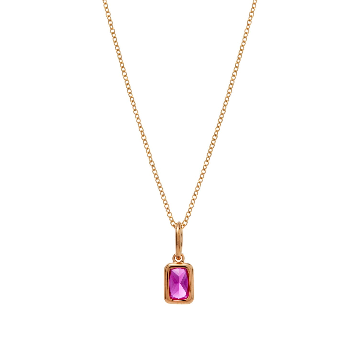 Baguette Birthstone Charm Necklace
