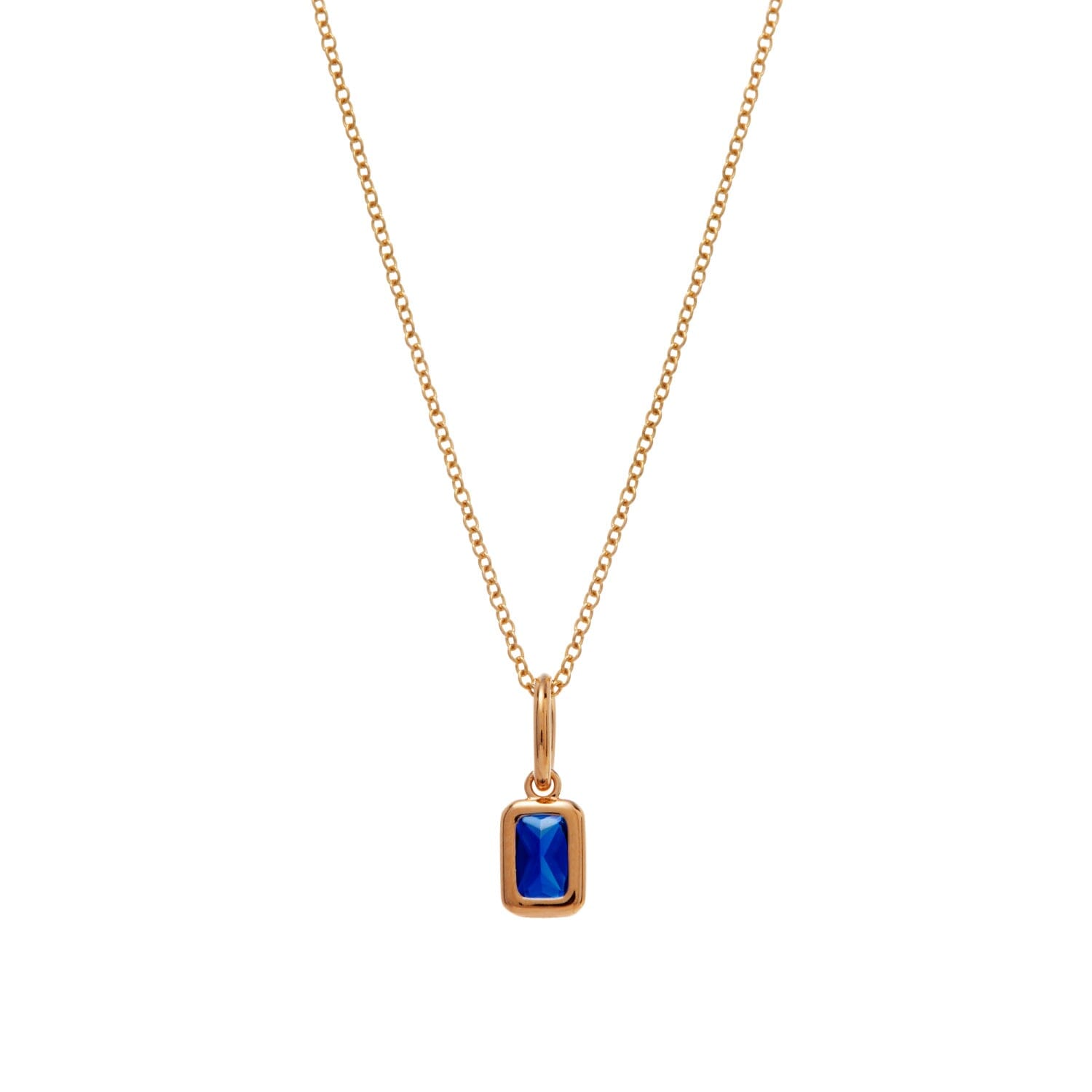 Baguette Birthstone Charm Necklace