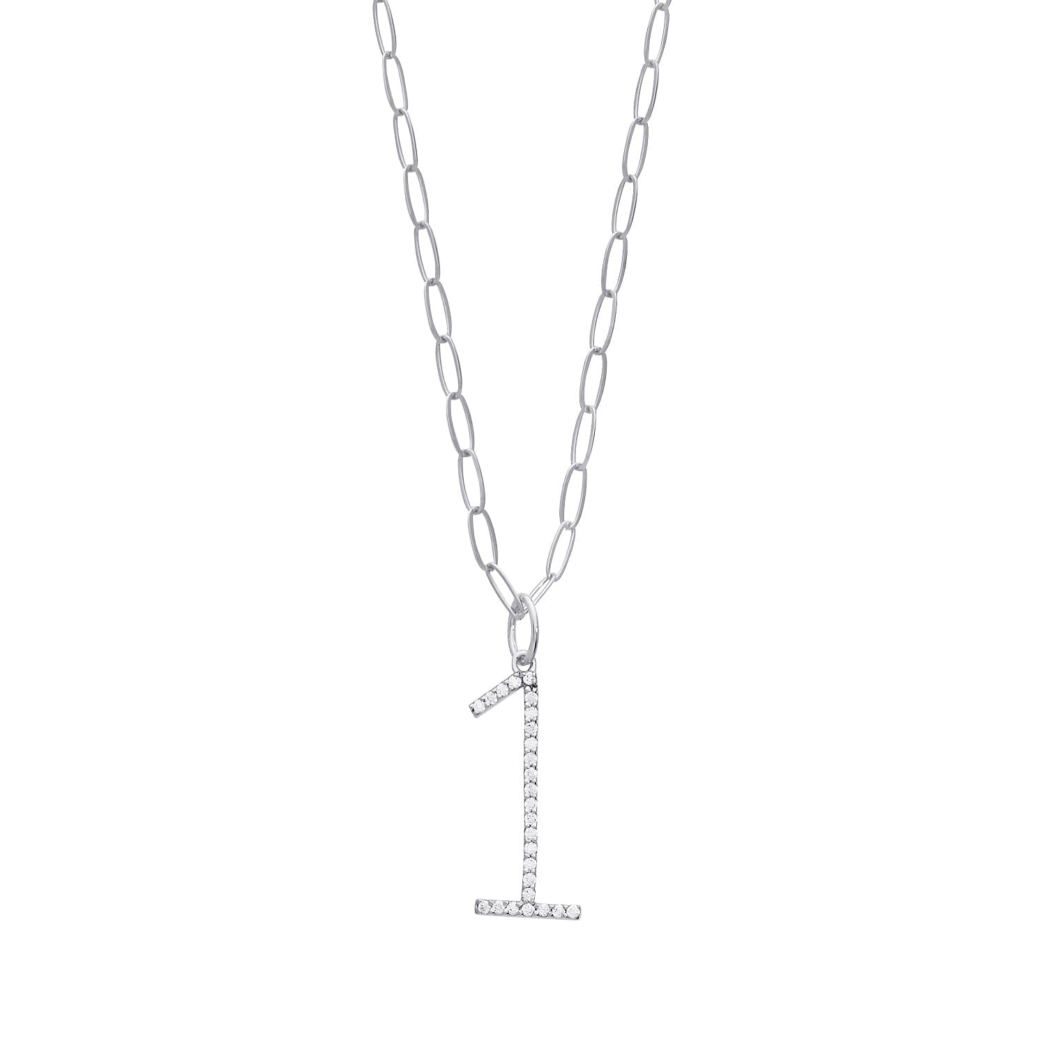 Pavé Elongated Number Necklace