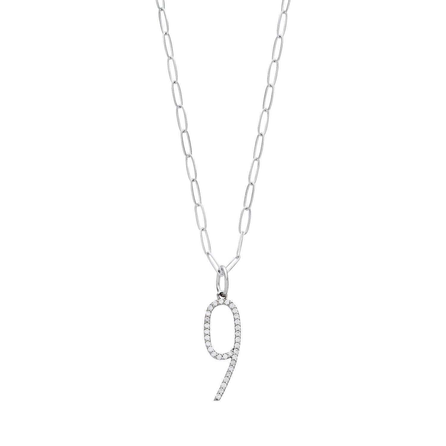 Pavé Elongated Number Necklace