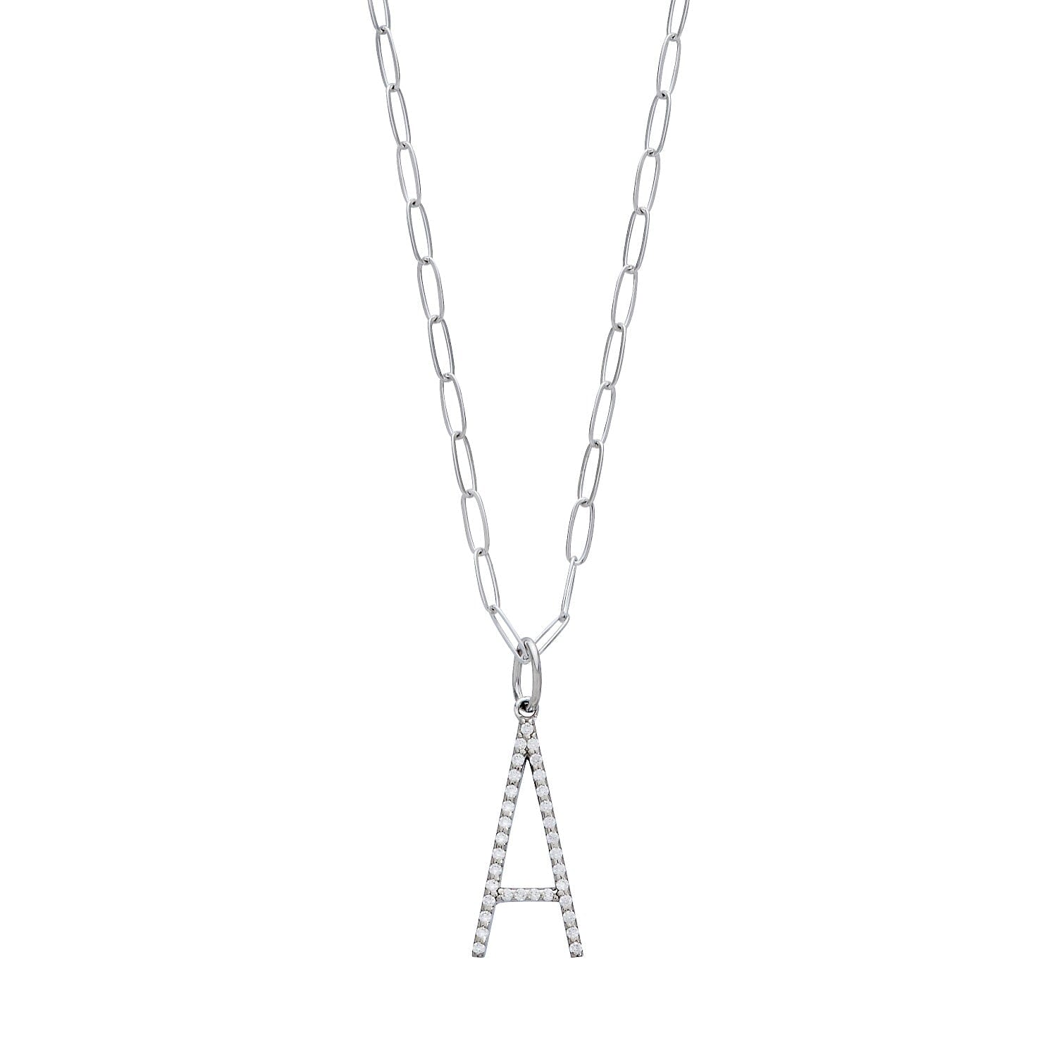 Pavé Elongated Initial Necklace