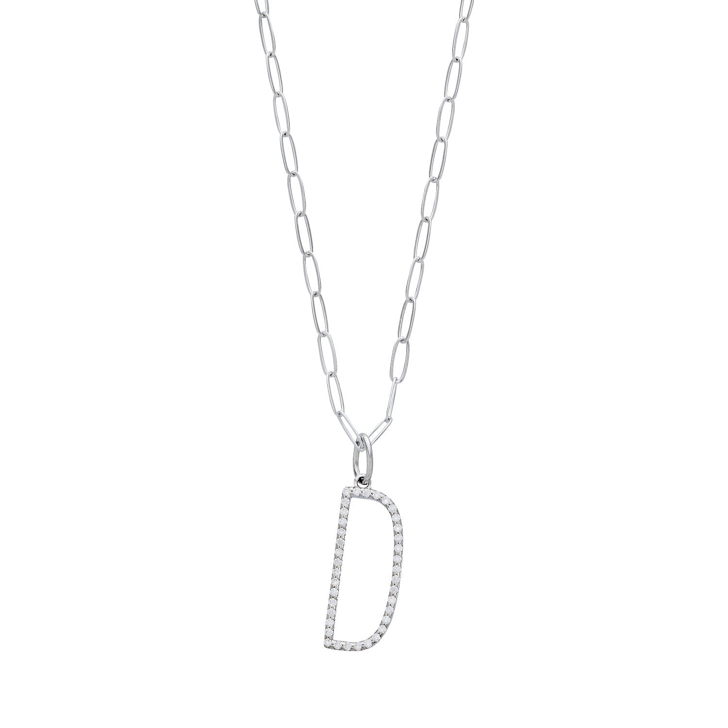 Pavé Elongated Initial Necklace