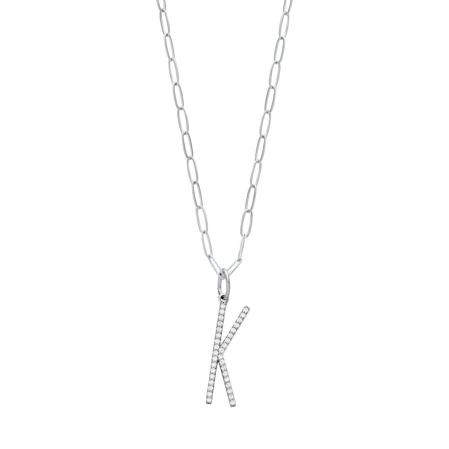 Pavé Elongated Initial Necklace