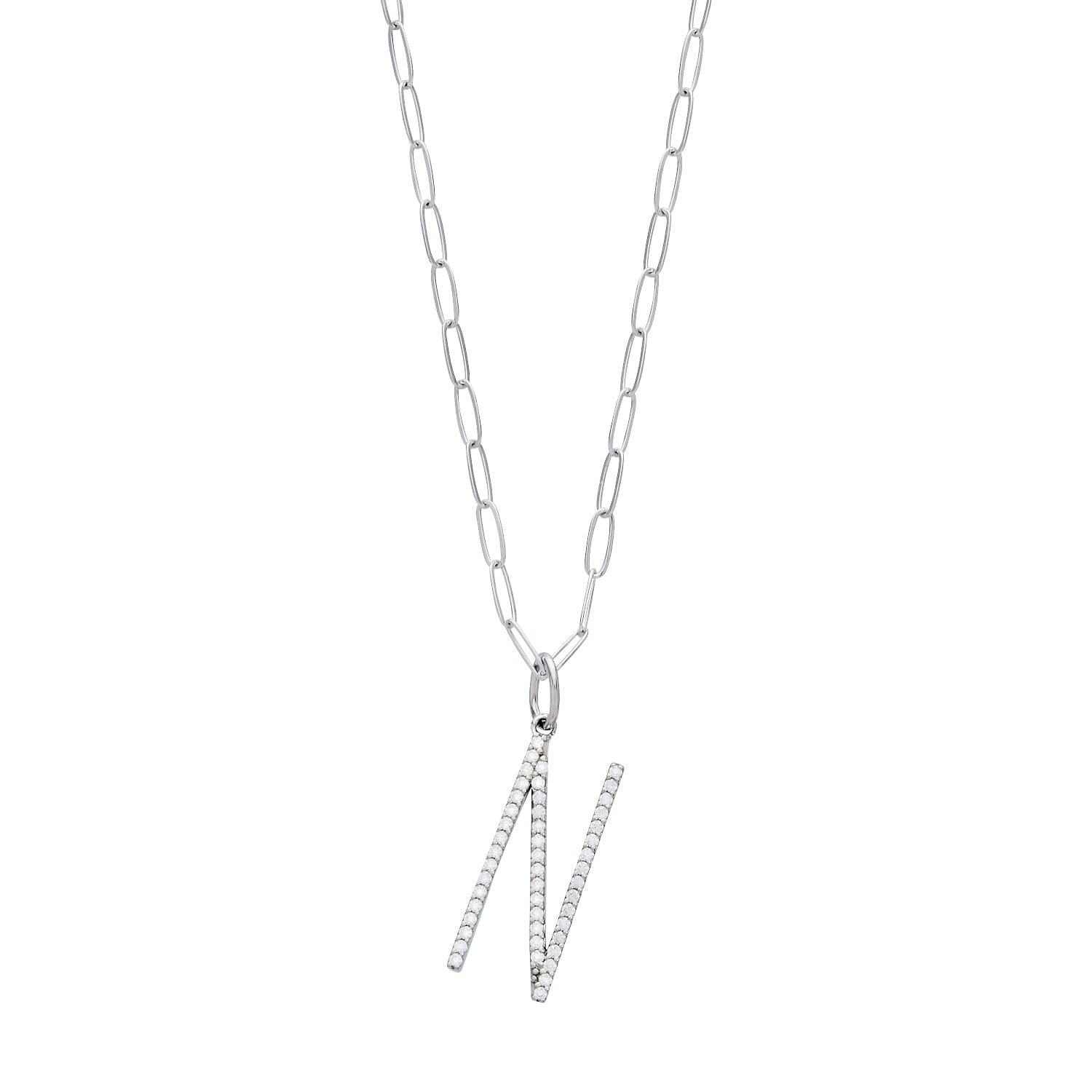 Pavé Elongated Initial Necklace