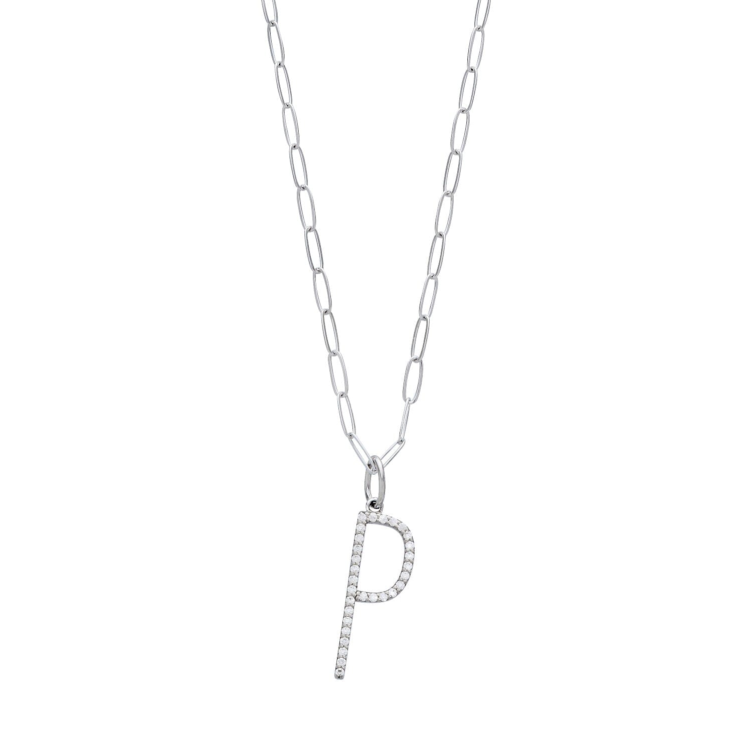 Pavé Elongated Initial Necklace