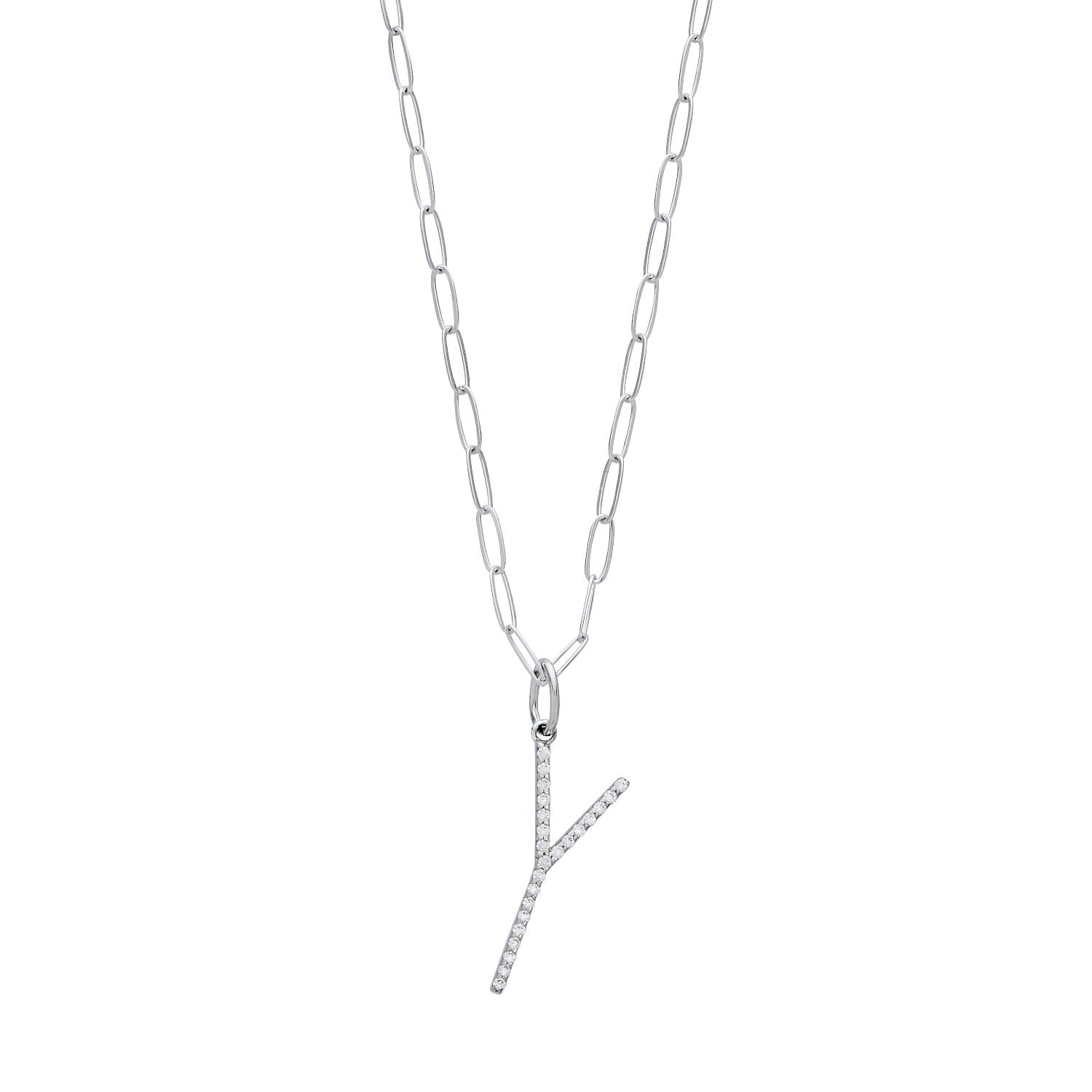 Pavé Elongated Initial Necklace
