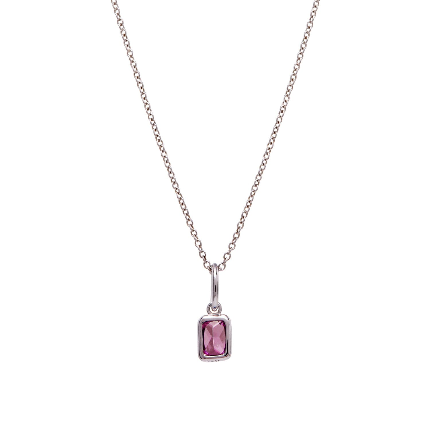 Baguette Birthstone Charm Necklace