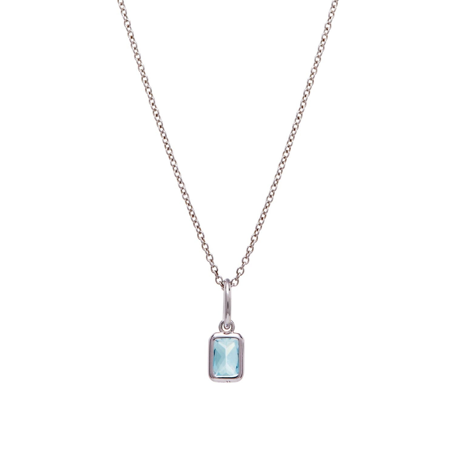 Baguette Birthstone Charm Necklace