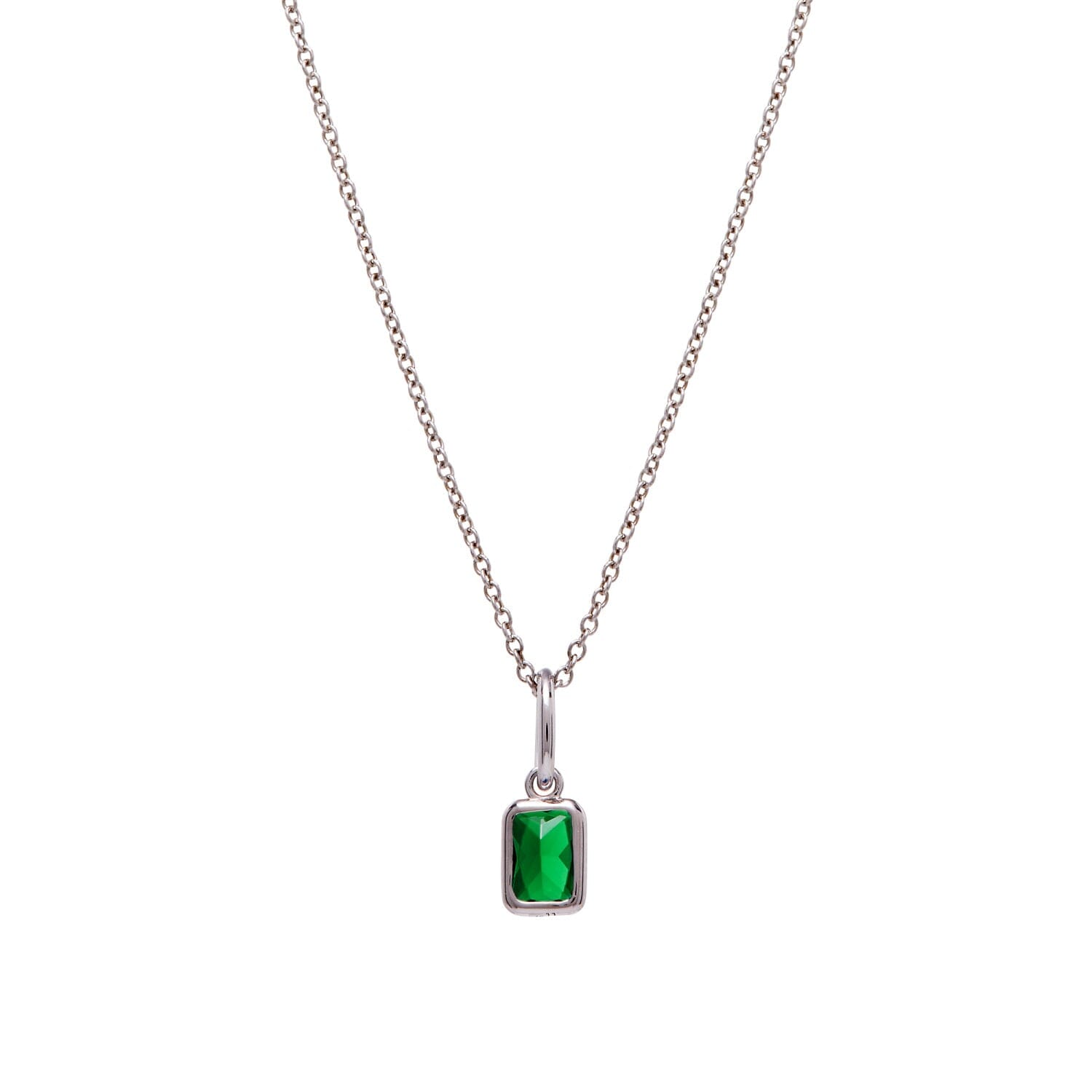 Baguette Birthstone Charm Necklace