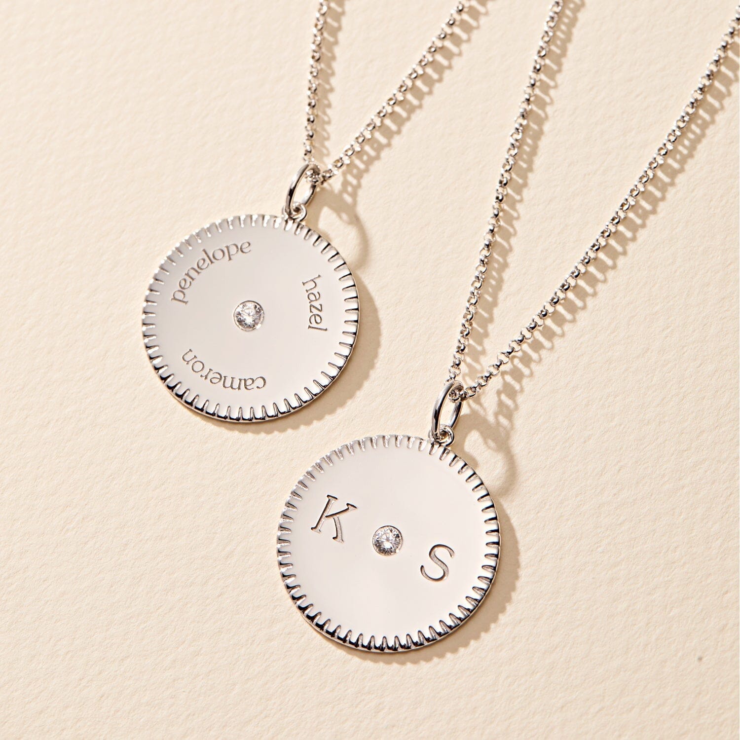 Notched Initial Pendant Necklace