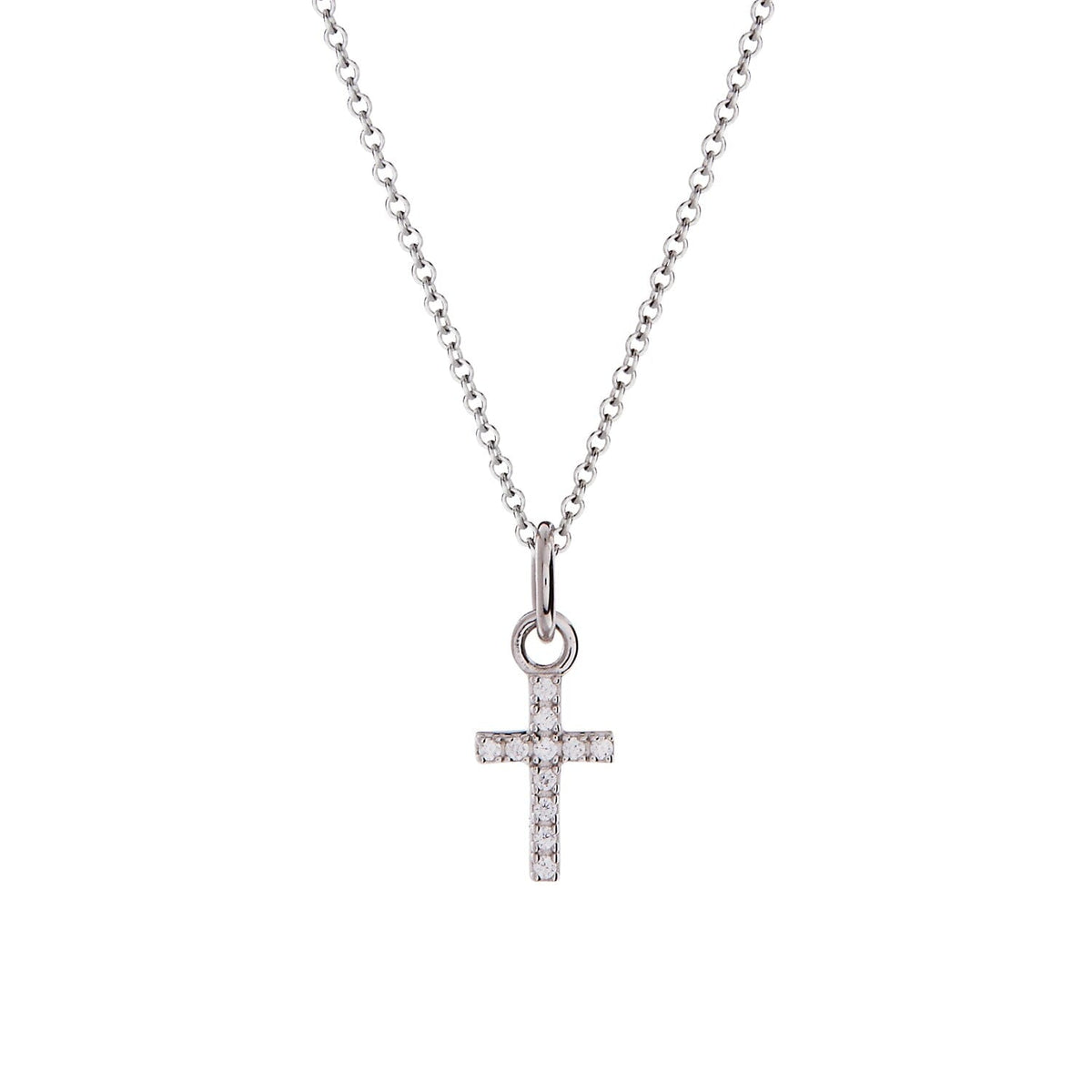 Silver mini cross necklace sales
