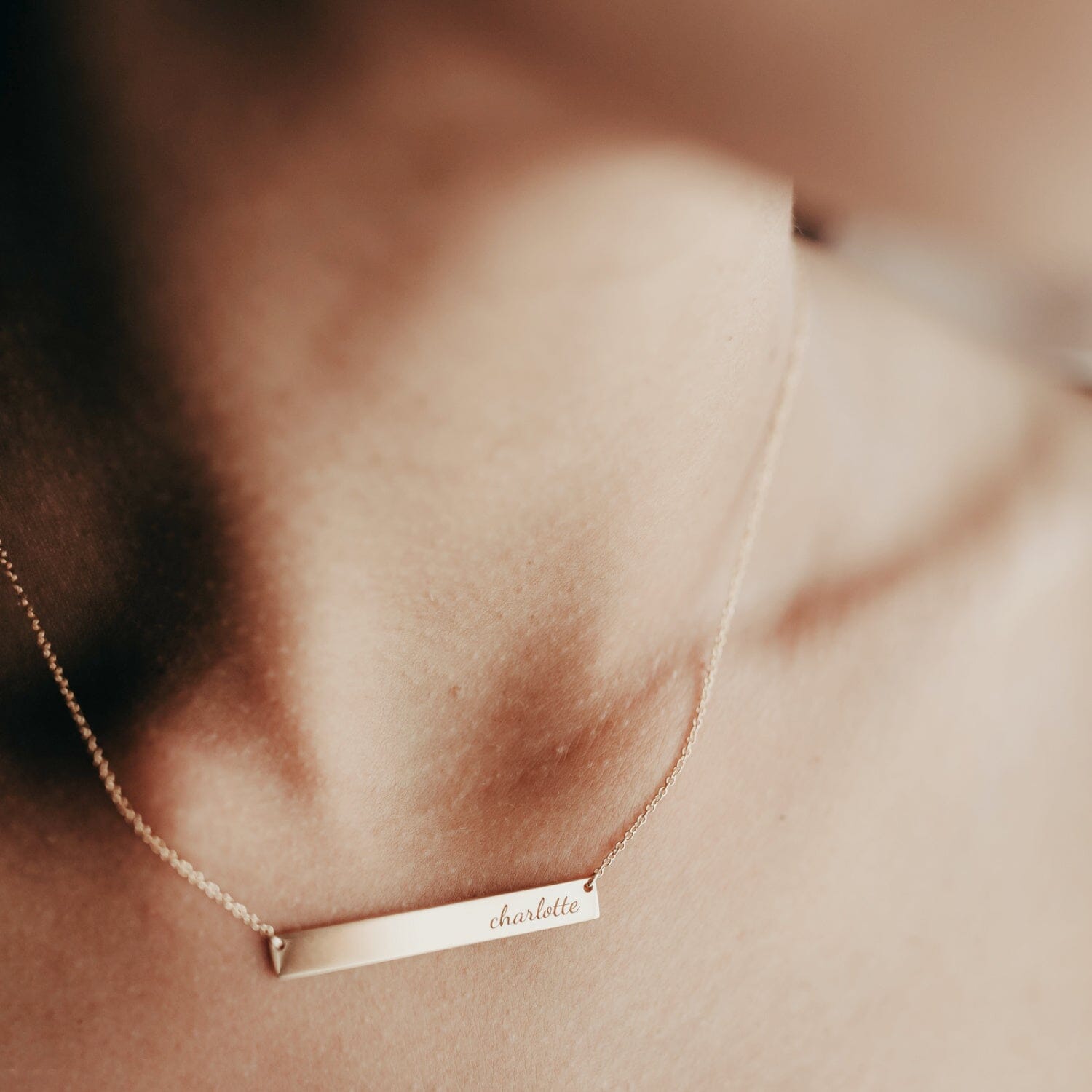 Script Skinny Bar Necklace