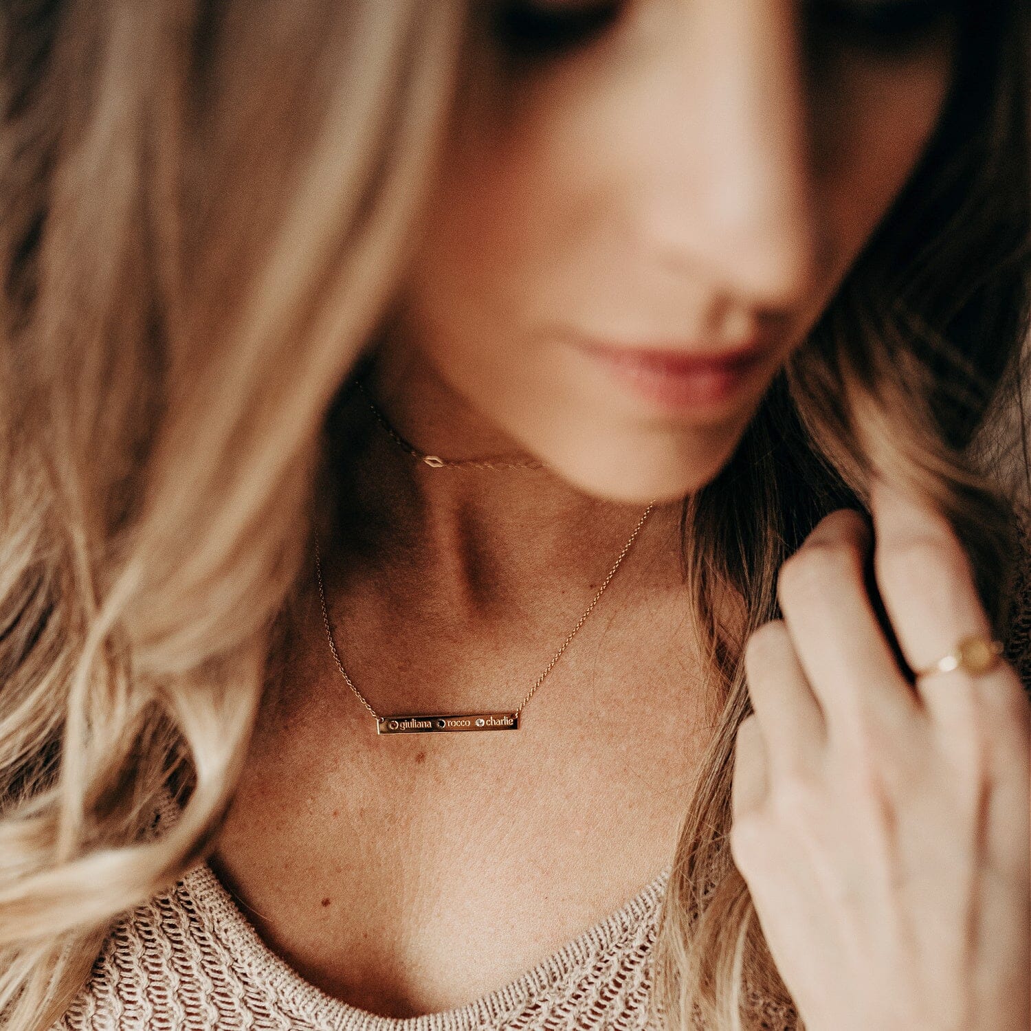 Skinny Bar Birthstone Necklace (1-3 Stones)