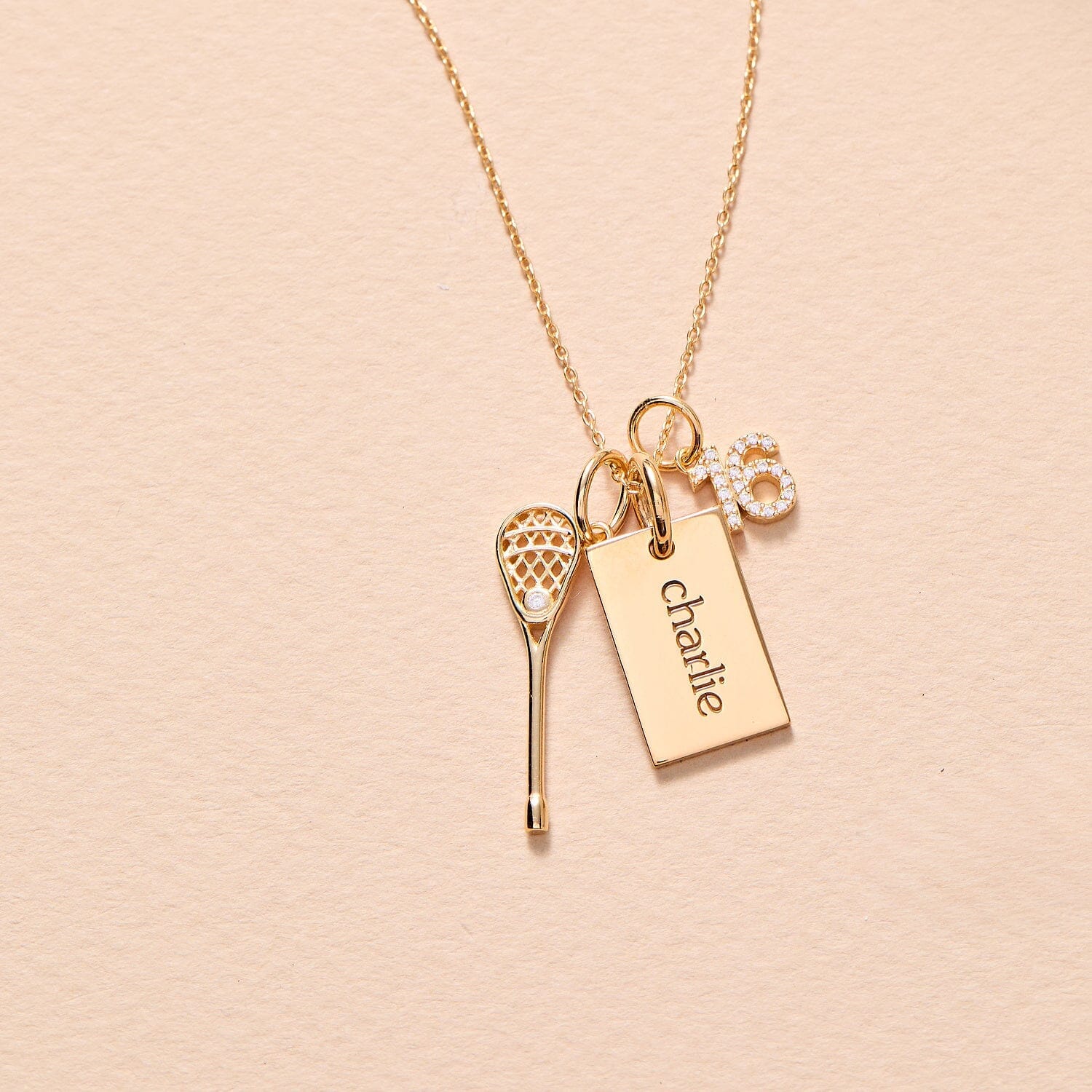 Pavé Number Charm Necklace