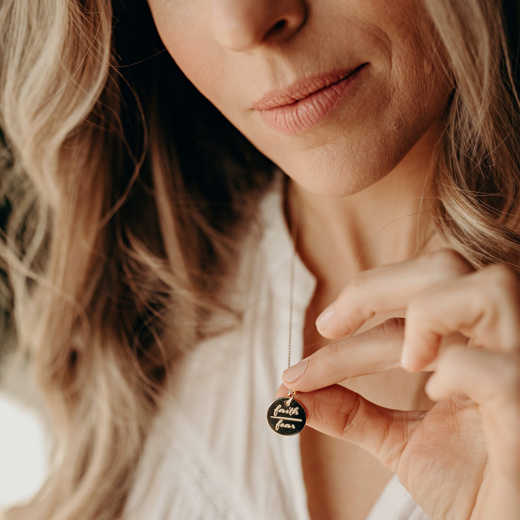 Faith Over Fear Circle Necklace